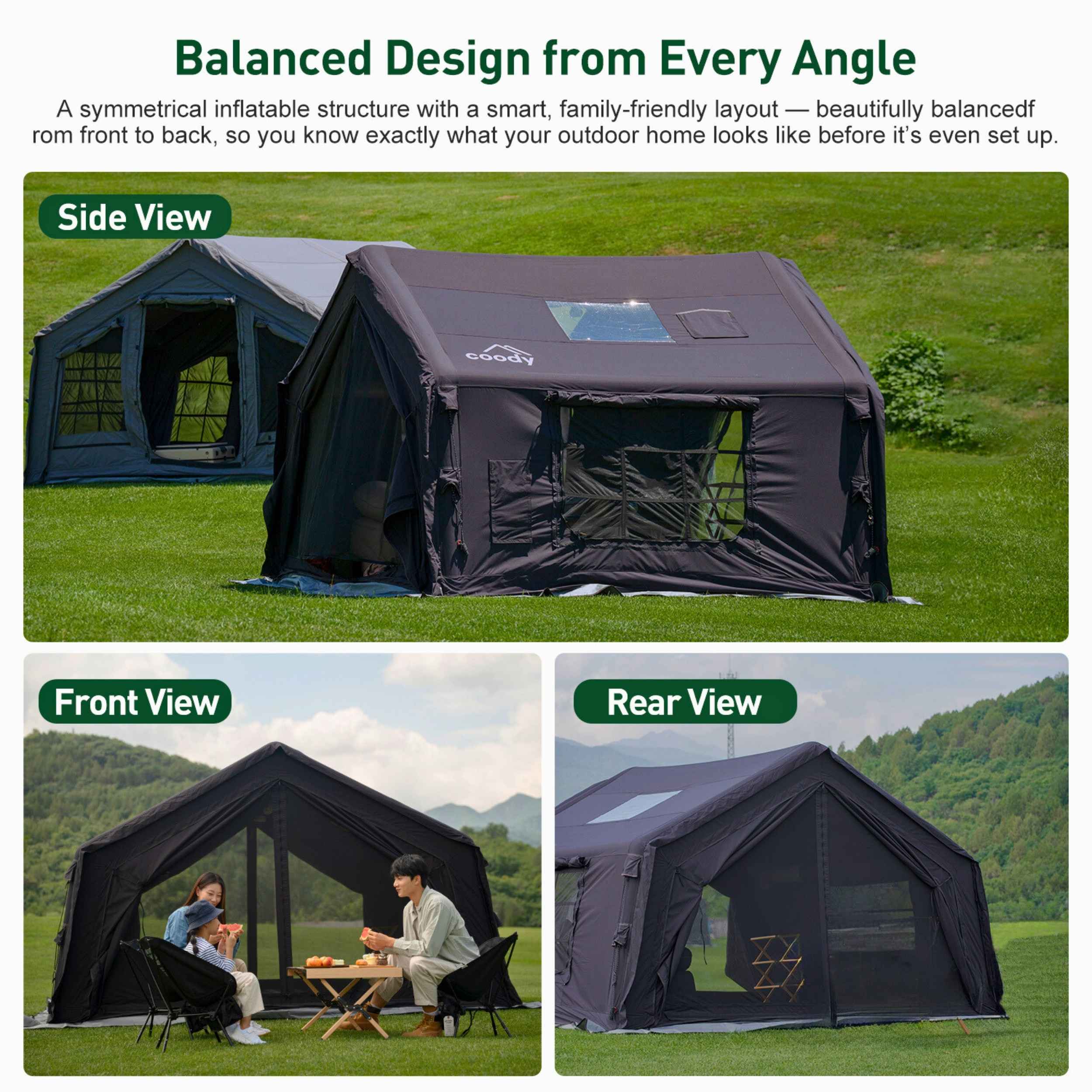 Coody 10.0 Black Inflatable Tent House for Camping (2-4 Person)