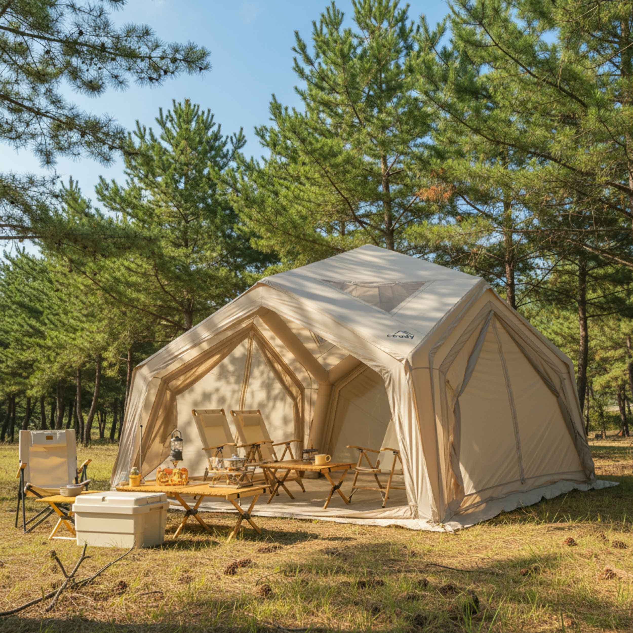 Tiendas inflables Coody AirTent Hub Shelter beige para acampar (2-6 personas)
