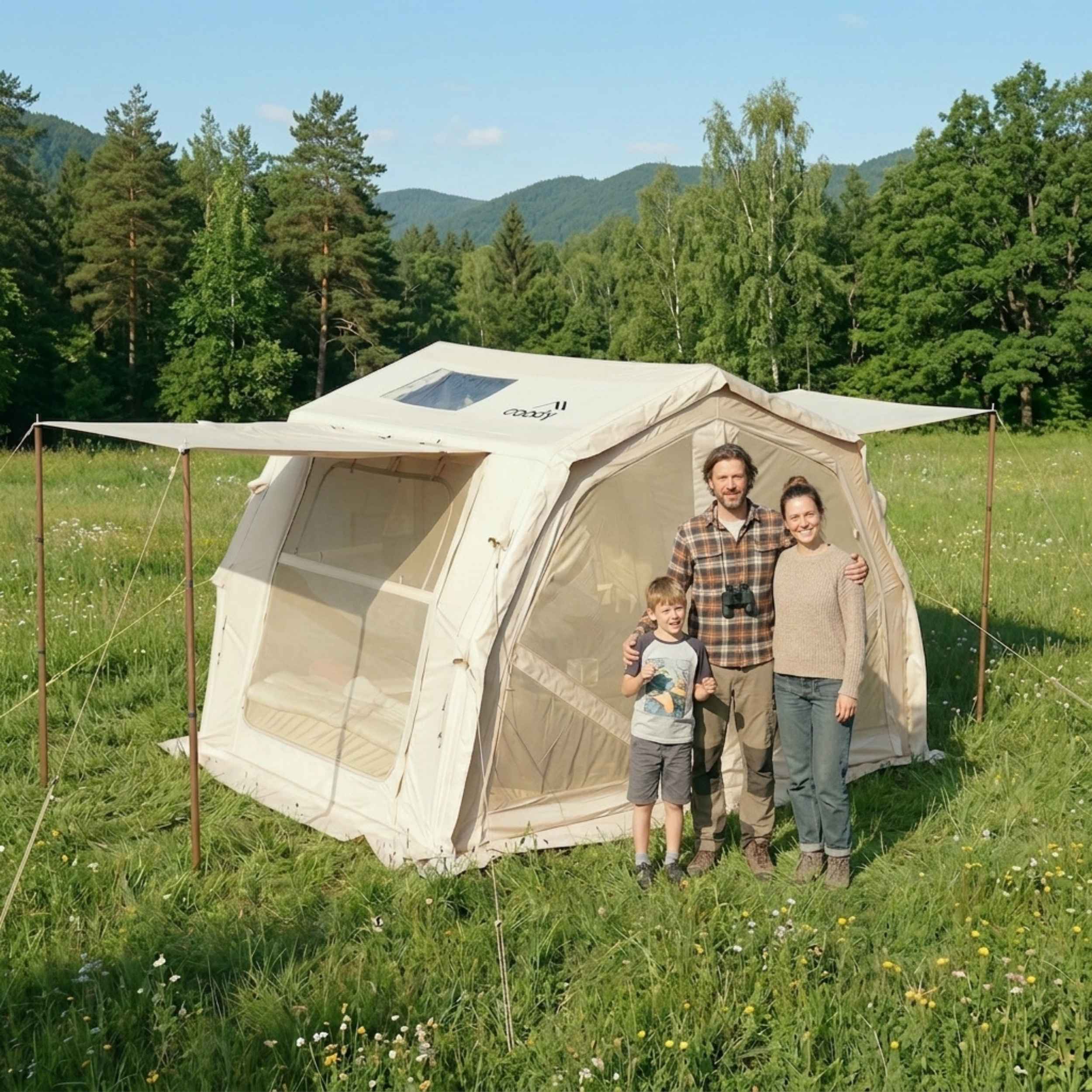 Coody 10.0 PRO Beige Premium Family Inflatable Canvas Tent (2-4 Person)