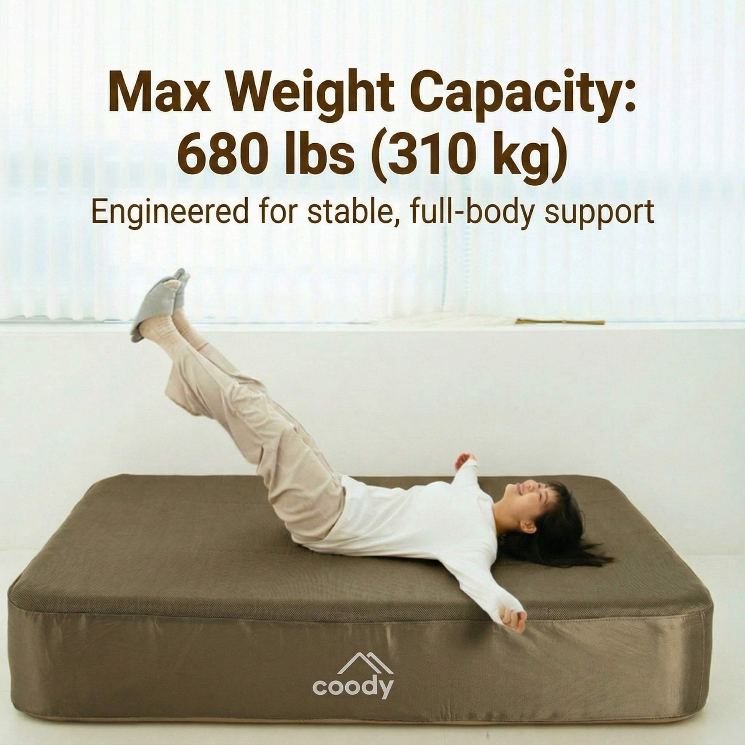 Coody Air Mattress Green King (197×184×35 cm) – Premium Air Bed with B