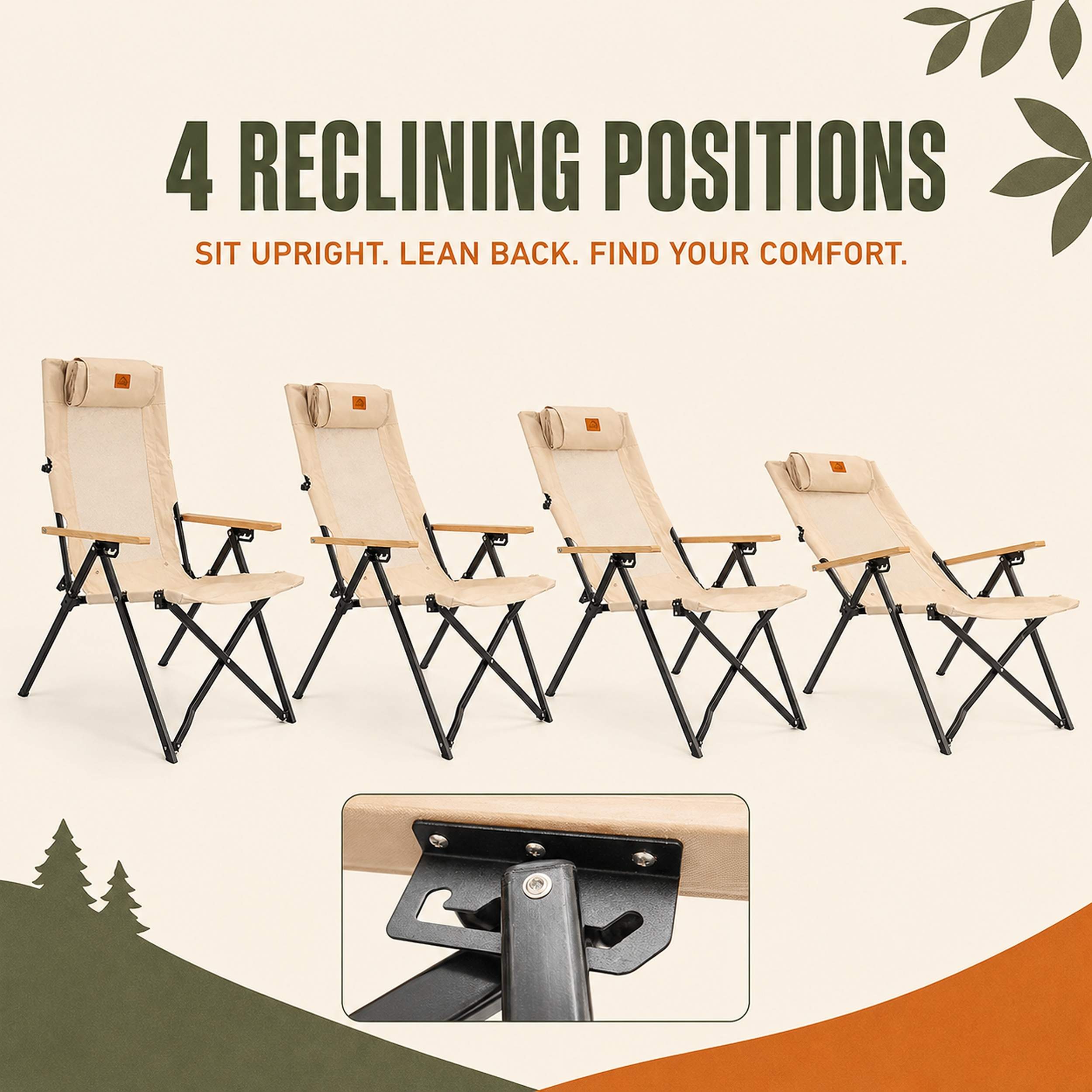 Coody Relax 4-Position Camping Chair – Beige