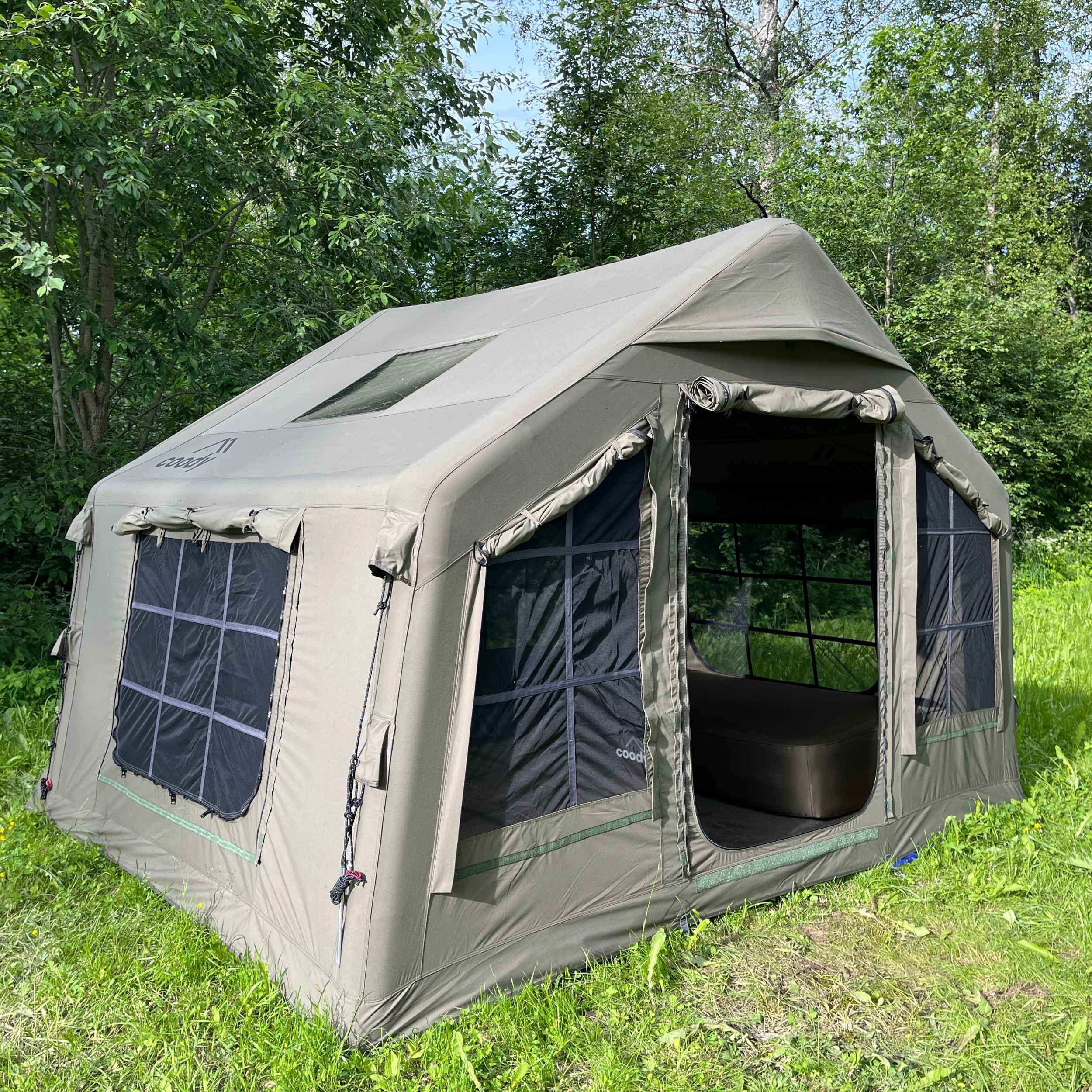 Coody 8 Inflatable Tent House for Camping Forest Green