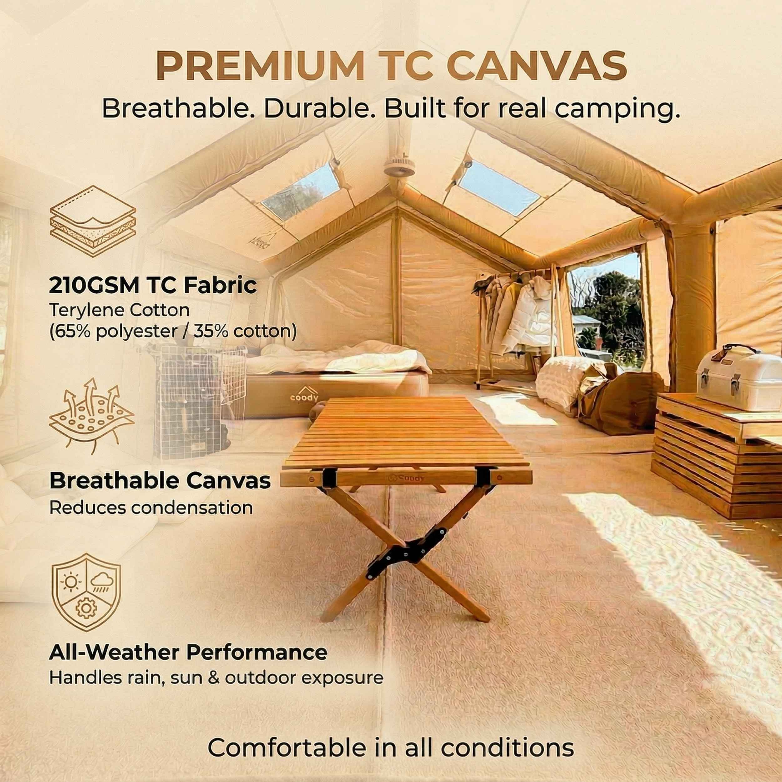 Coody Familia AirTent 17.2 Beige Inflatable Tent House for Camping (2-10 Person)