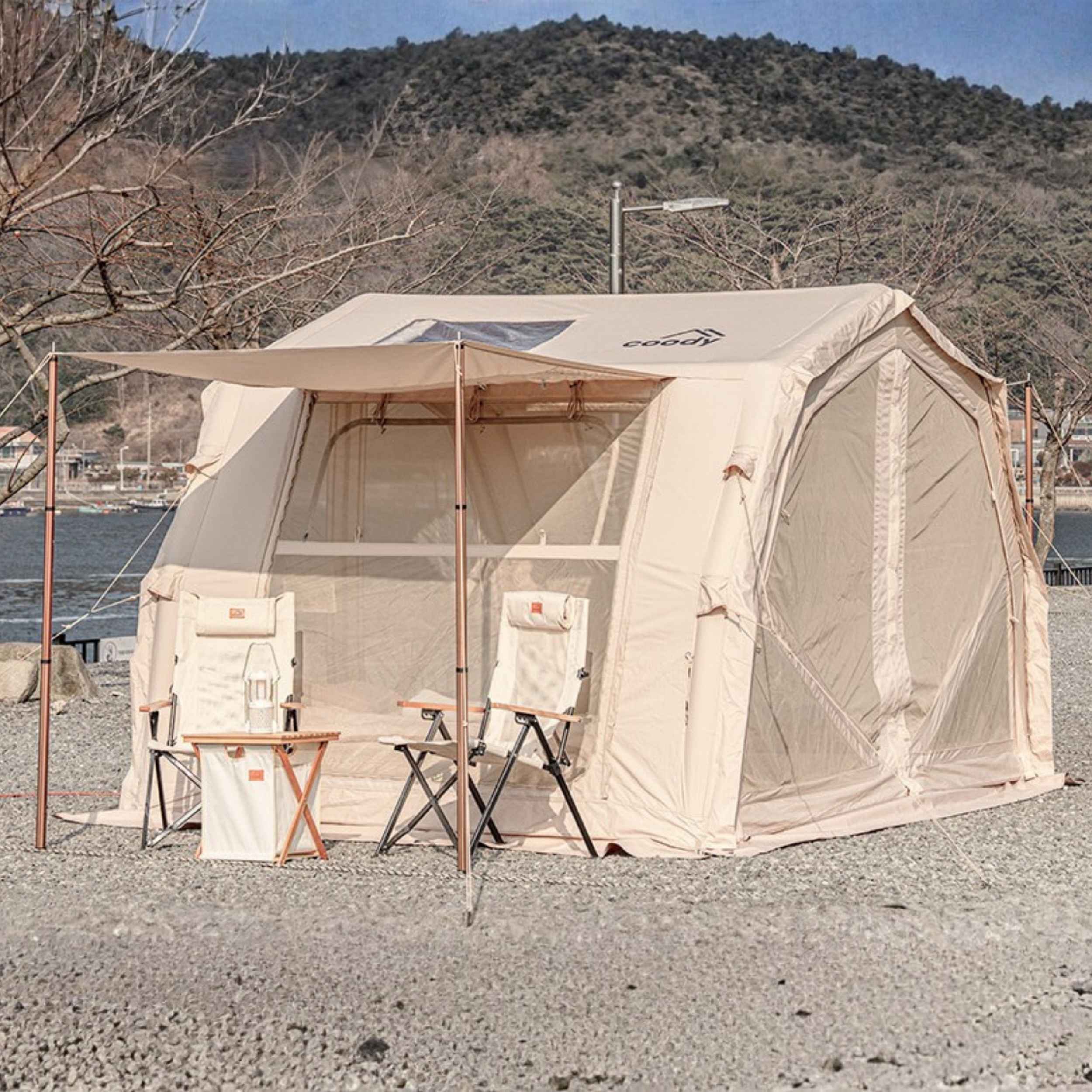 Coody 10.0 PRO Beige Premium Family Inflatable Canvas Tent (2-4 Person)