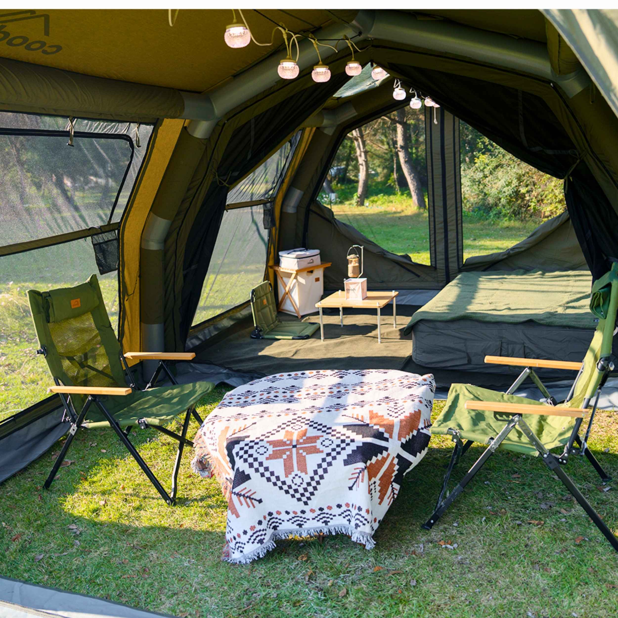 Coody Familia AirTent 17.2 Pro Green Inflatable Tent with Stove Jack