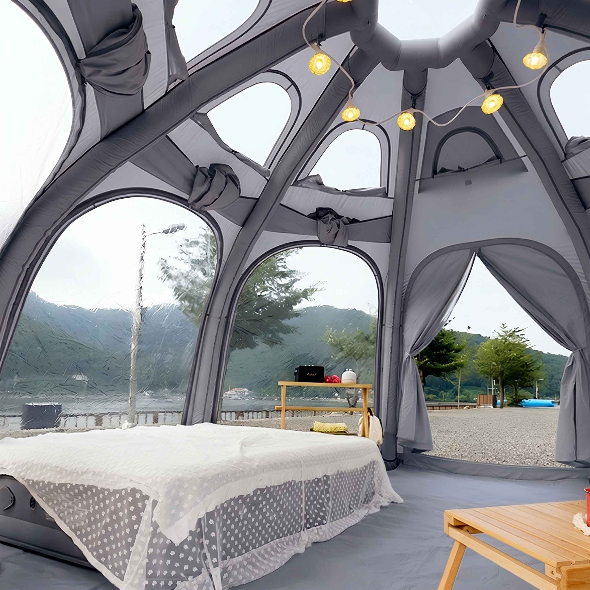 Refugio inflable Coody Aurora Dome negro para exteriores (2-4 personas)