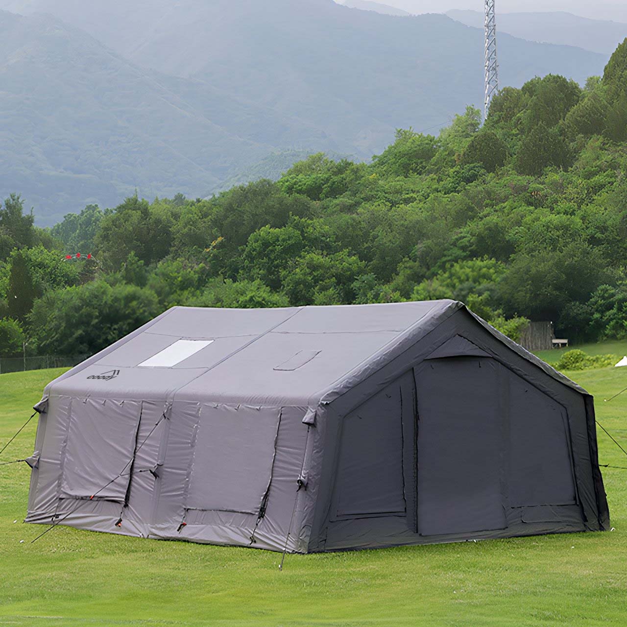 Coody Familia AirTent 13.6 Gray Inflatable Tent House for Camping (2-8 Person)