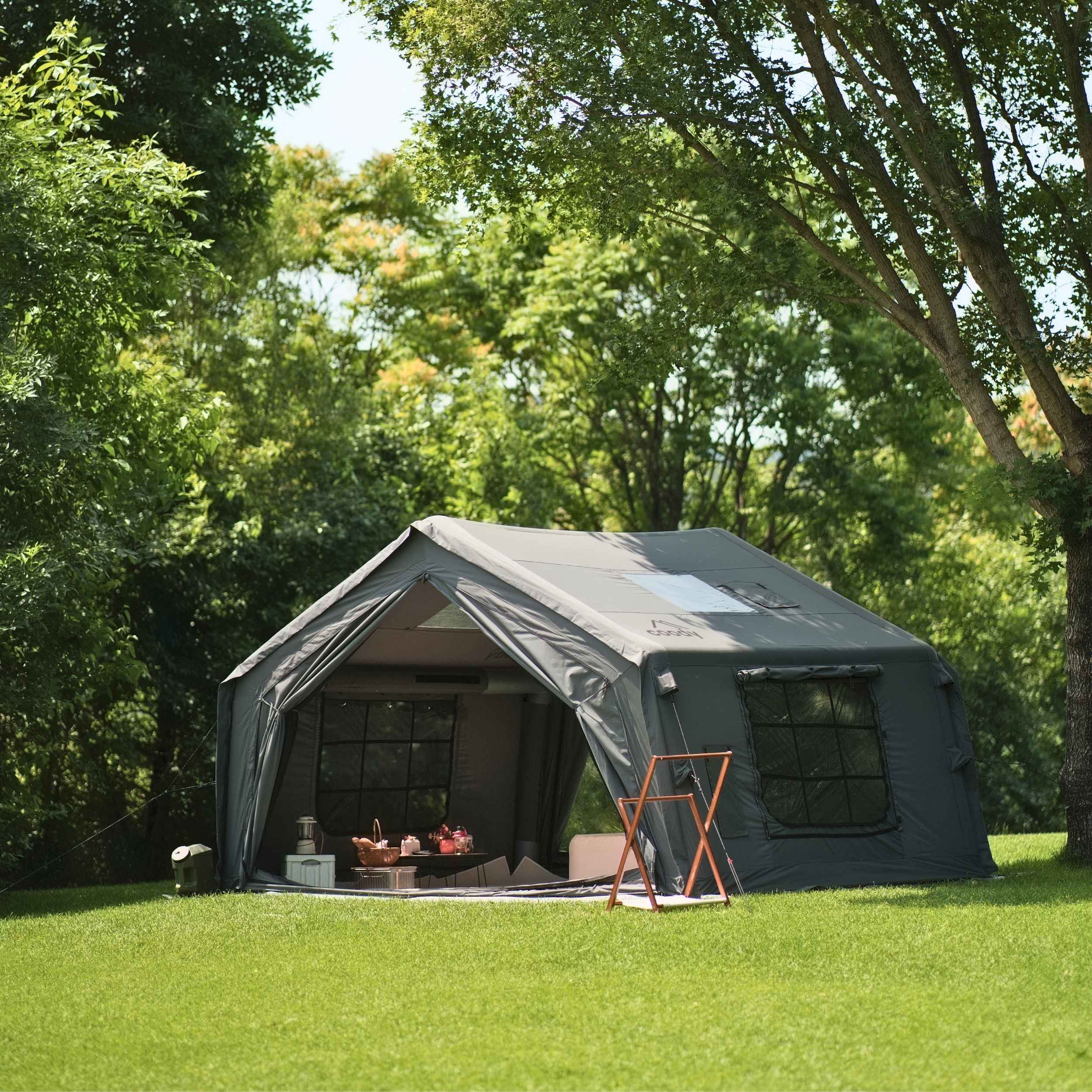 coody エアテント10.0 グレー Coody 10.0 Gray Inflatable Tent House for Camping (2-4 Person)