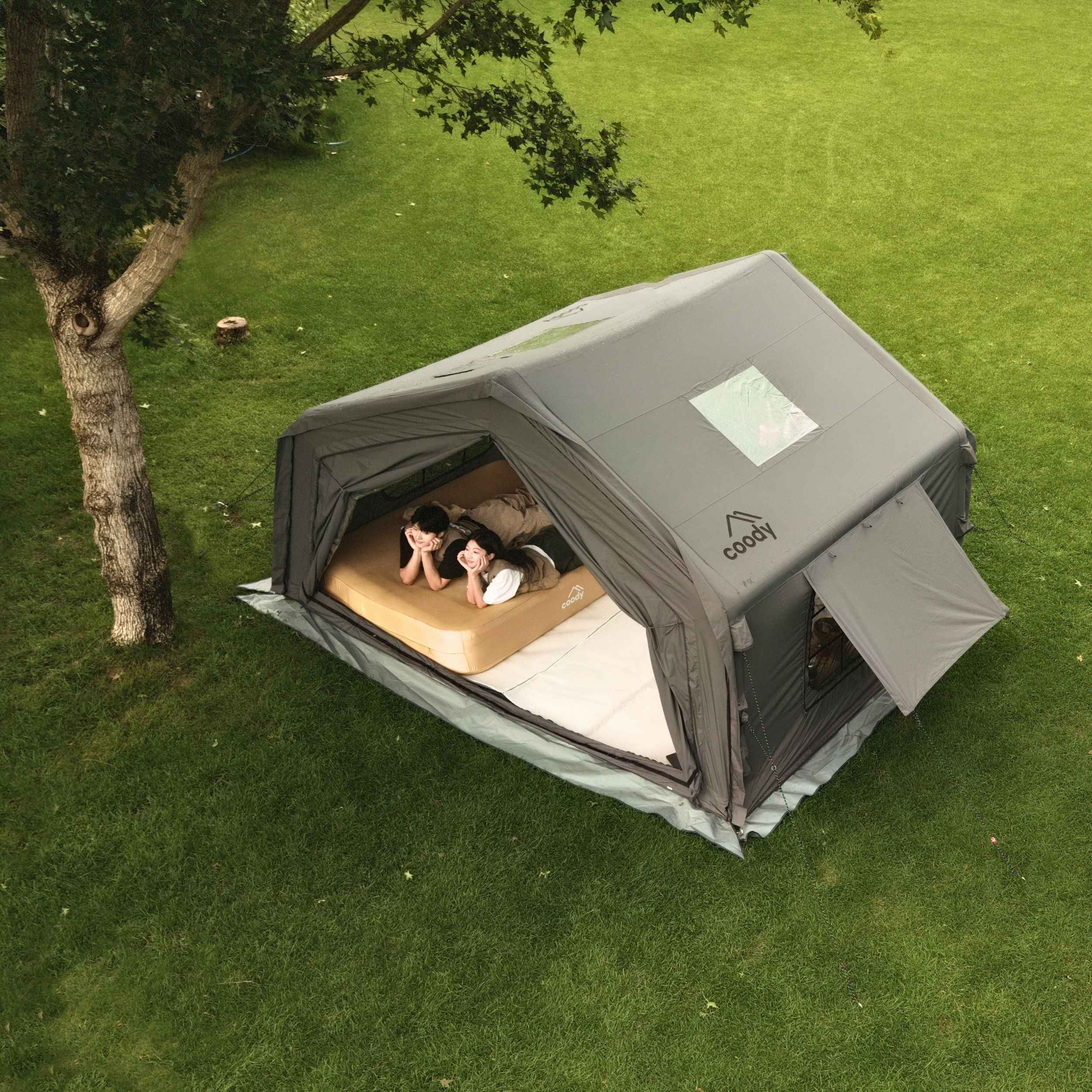 Coody 10.0 Gray Inflatable Tent House for Camping (2-4 Person)