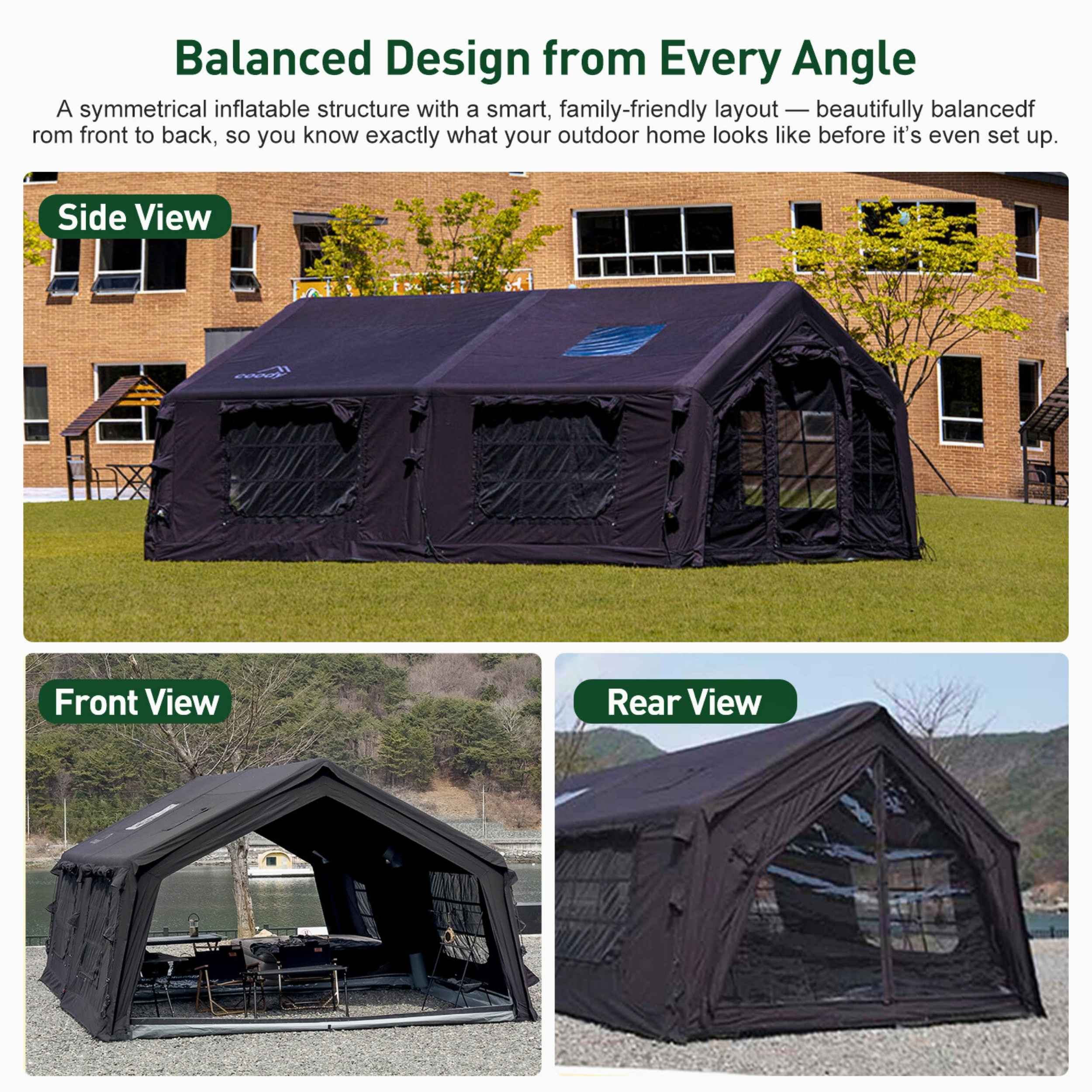 Coody Familia AirTent 17.2 Black Inflatable Tent House for Camping (2-