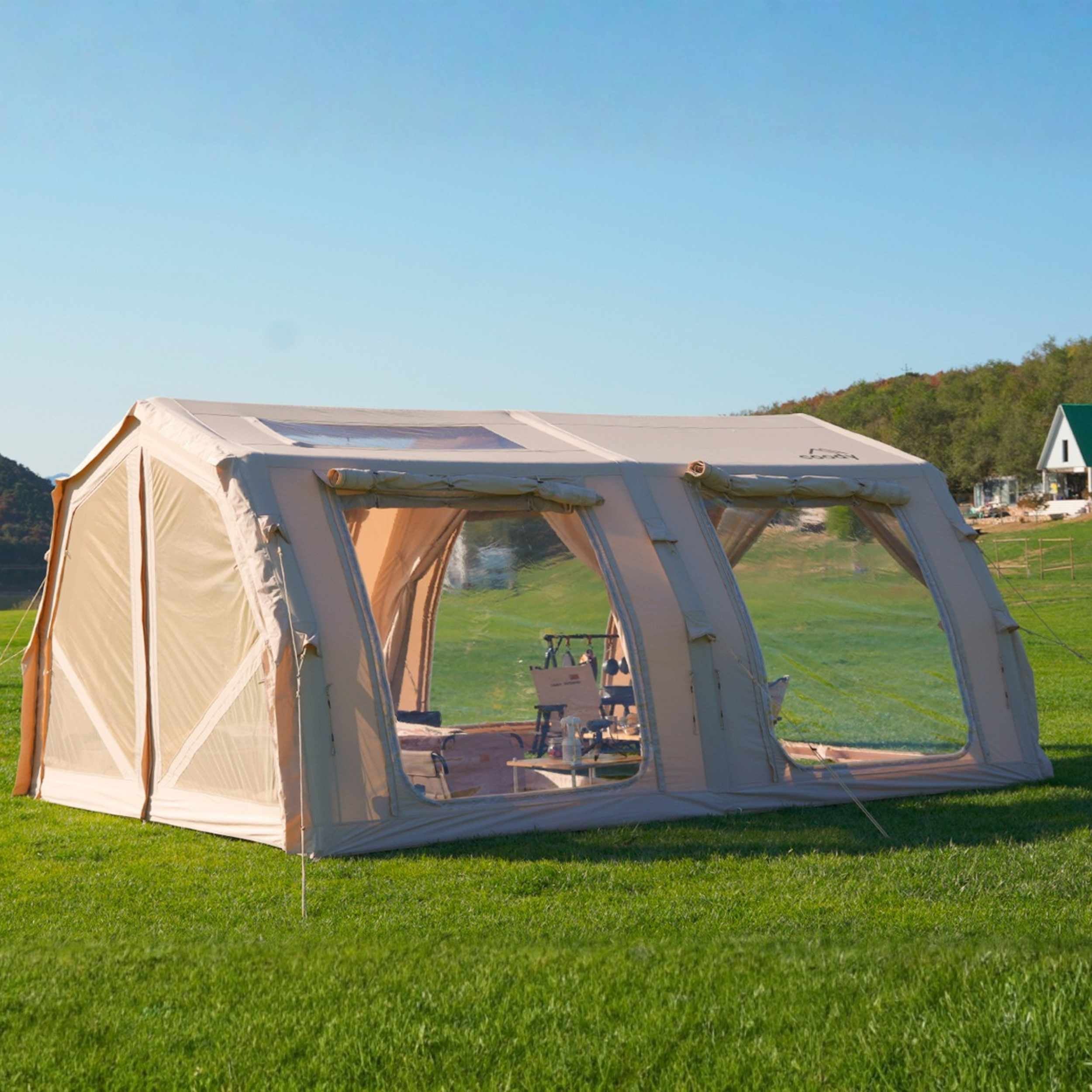 Coody Familia AirTent 17.2 PRO Beige (2-10 Person)+Electric Pump+TPU Door Beige+Ground Sheet