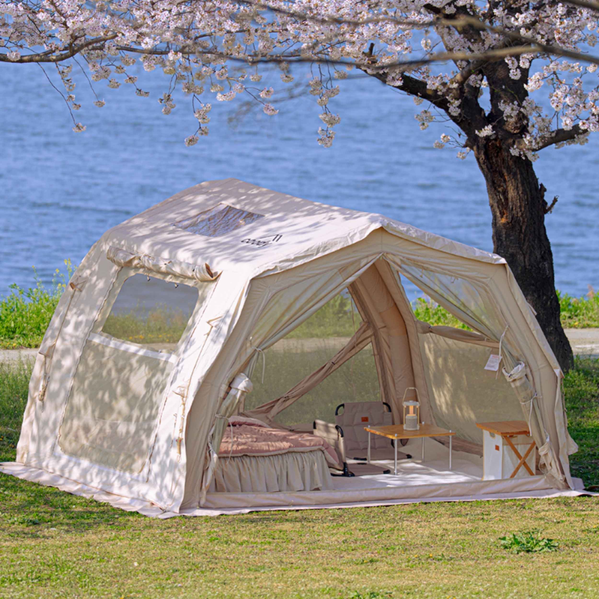 Coody 10.0 PRO Beige Premium Family Inflatable Canvas Tent (2-4 Person)