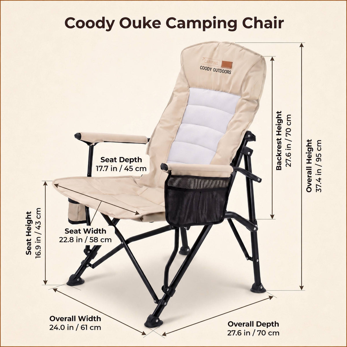 Coody Ouke Padded Camping Chair – Beige