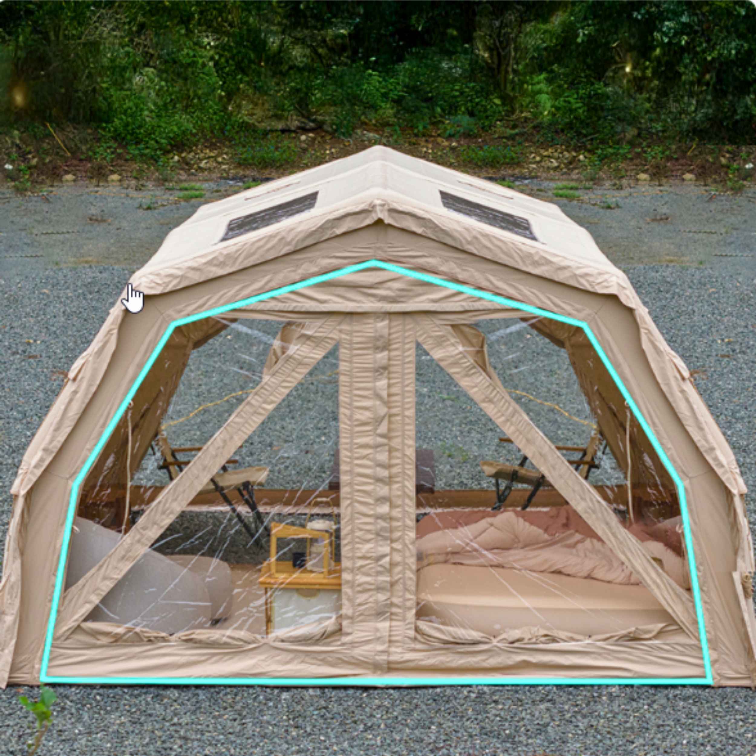 Coody Familia AirTent 17.2 PRO Beige (2-10 Person)+Electric Pump+TPU D