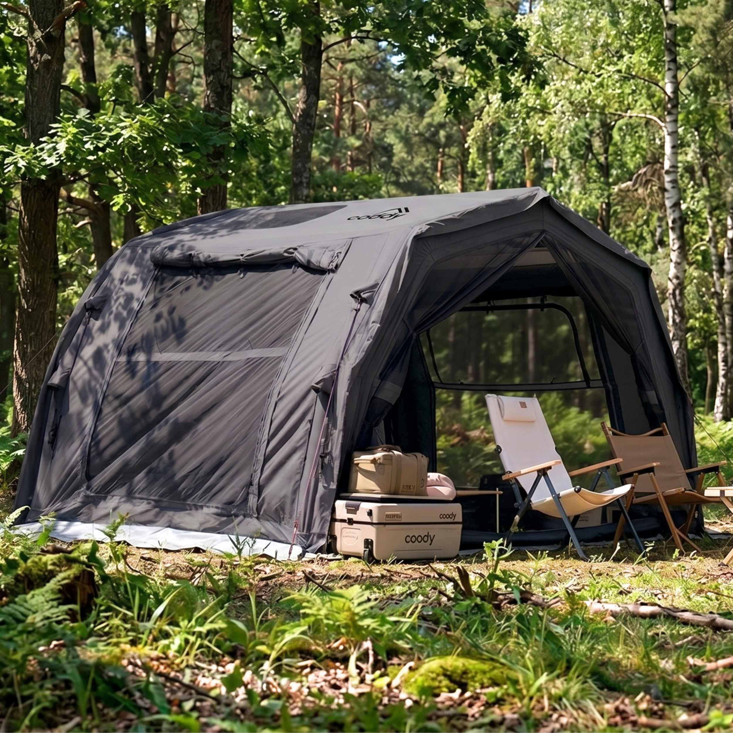 coody エアテント10.0 グレー Coody 10.0 Gray Inflatable Tent House for Camping (2-4 Person)