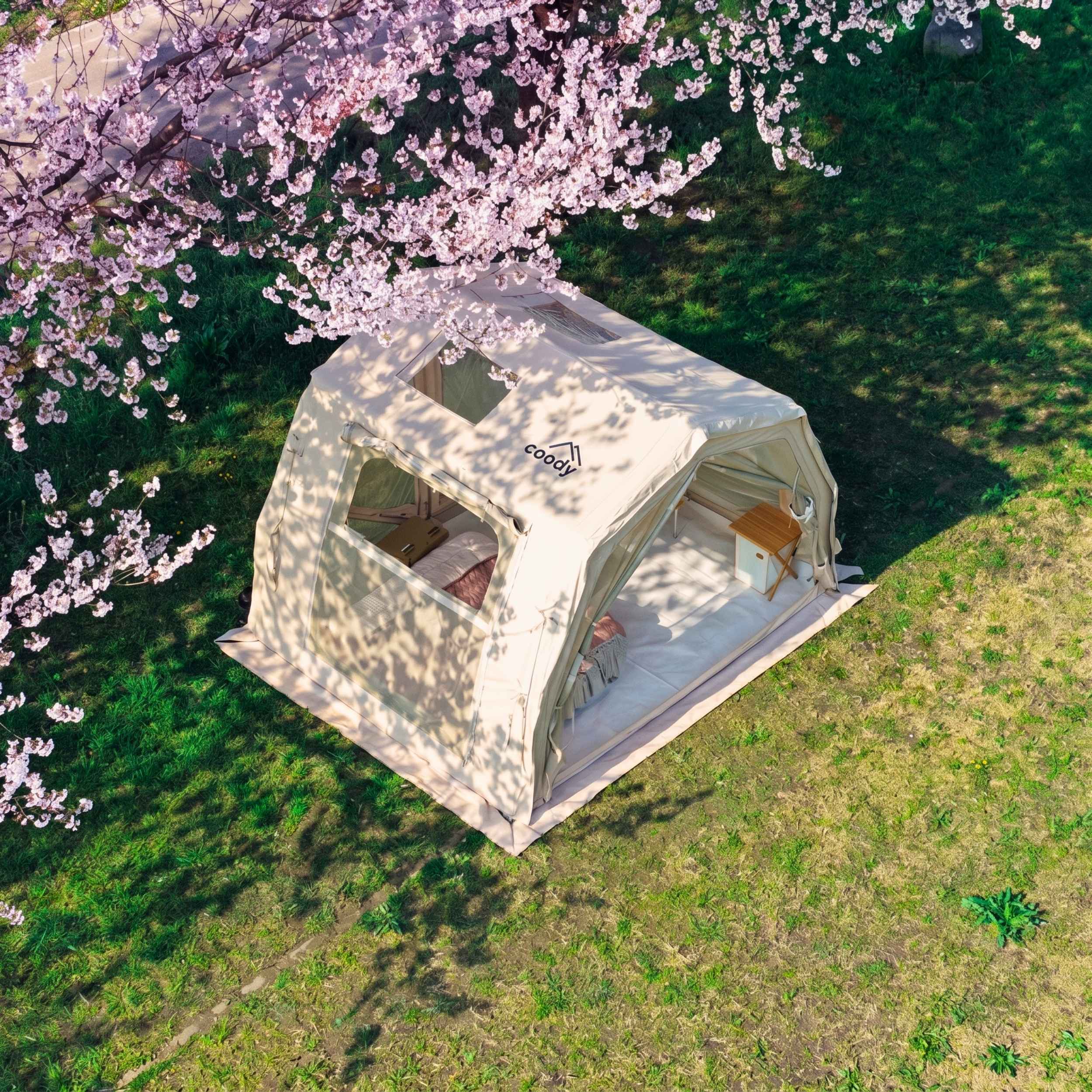 Coody 10.0 PRO Beige Premium Family Inflatable Canvas Tent (2-4 Person)