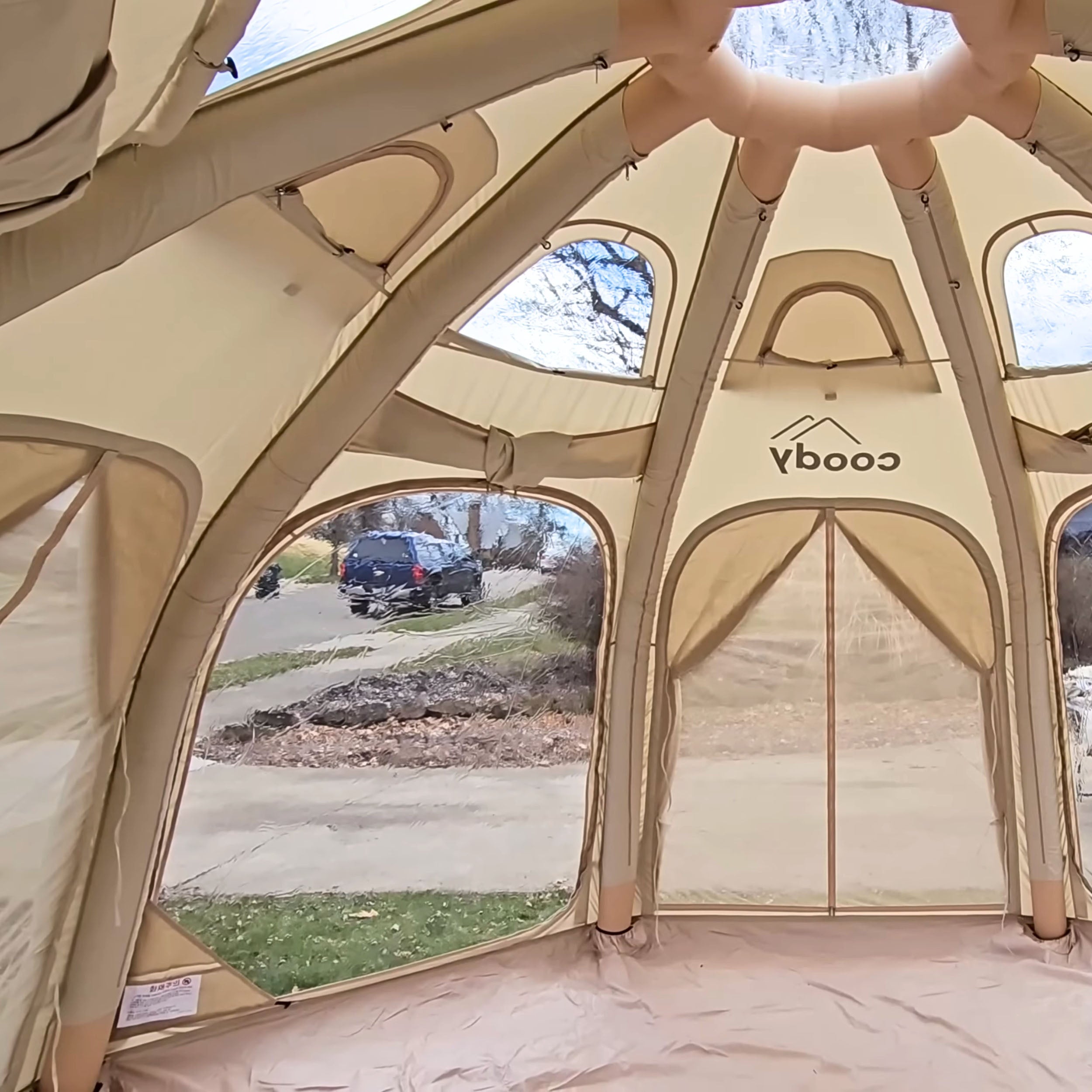 Coody Aurora Dome Beige (2-4 Person)+Carpet(Beige)+Electric Pump