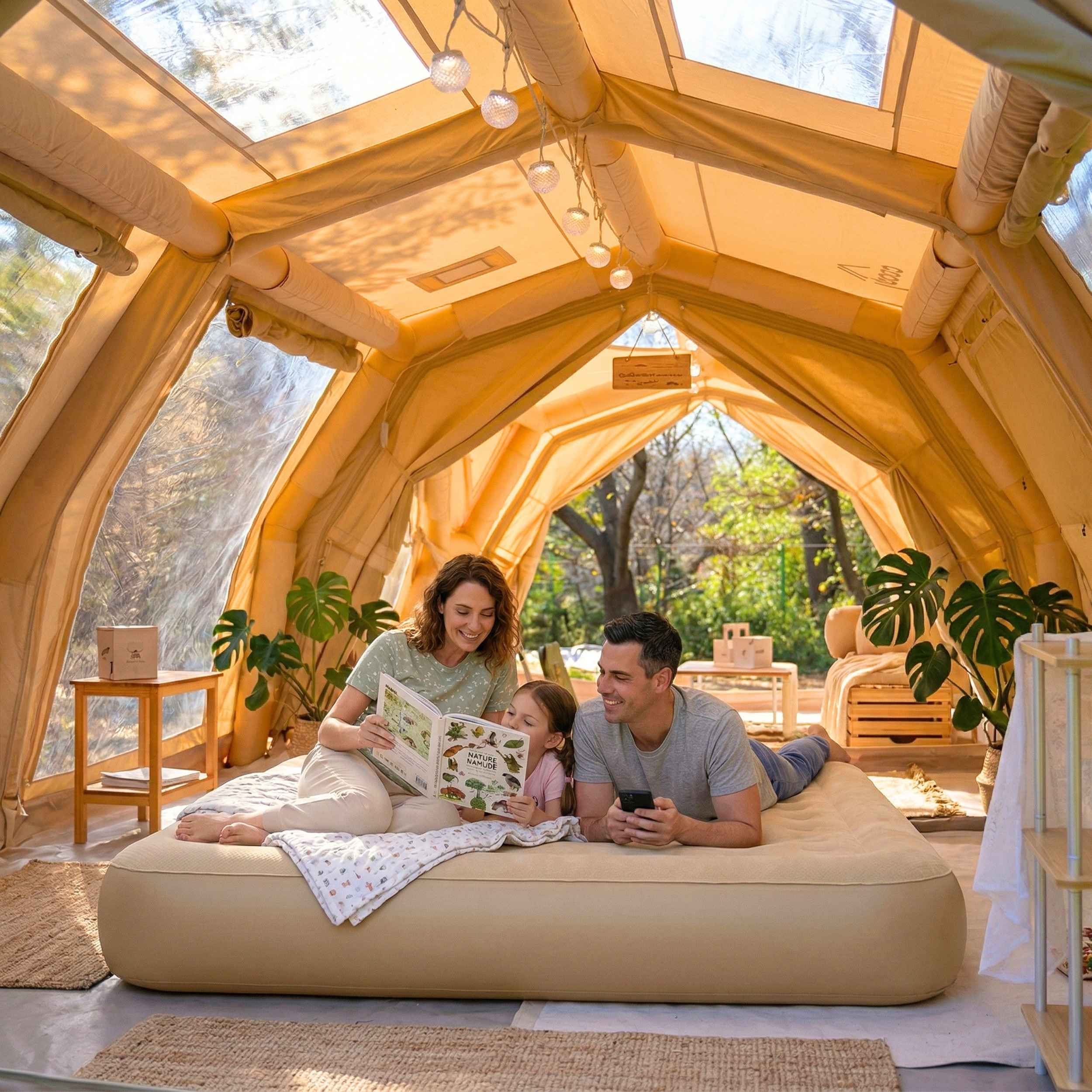 Coody Coreo Air Mattress Wide Queen (180 × 200 × 35 cm) – Structured Air Block Inflatable Bed, Compact Pack Design