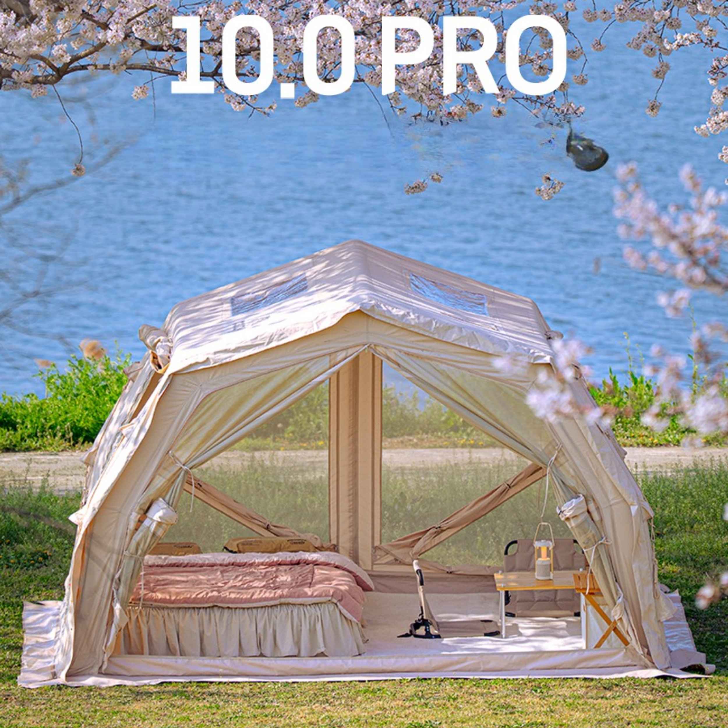 Coody 10.0 PRO Beige Premium Family Inflatable Canvas Tent (2-4 Person)
