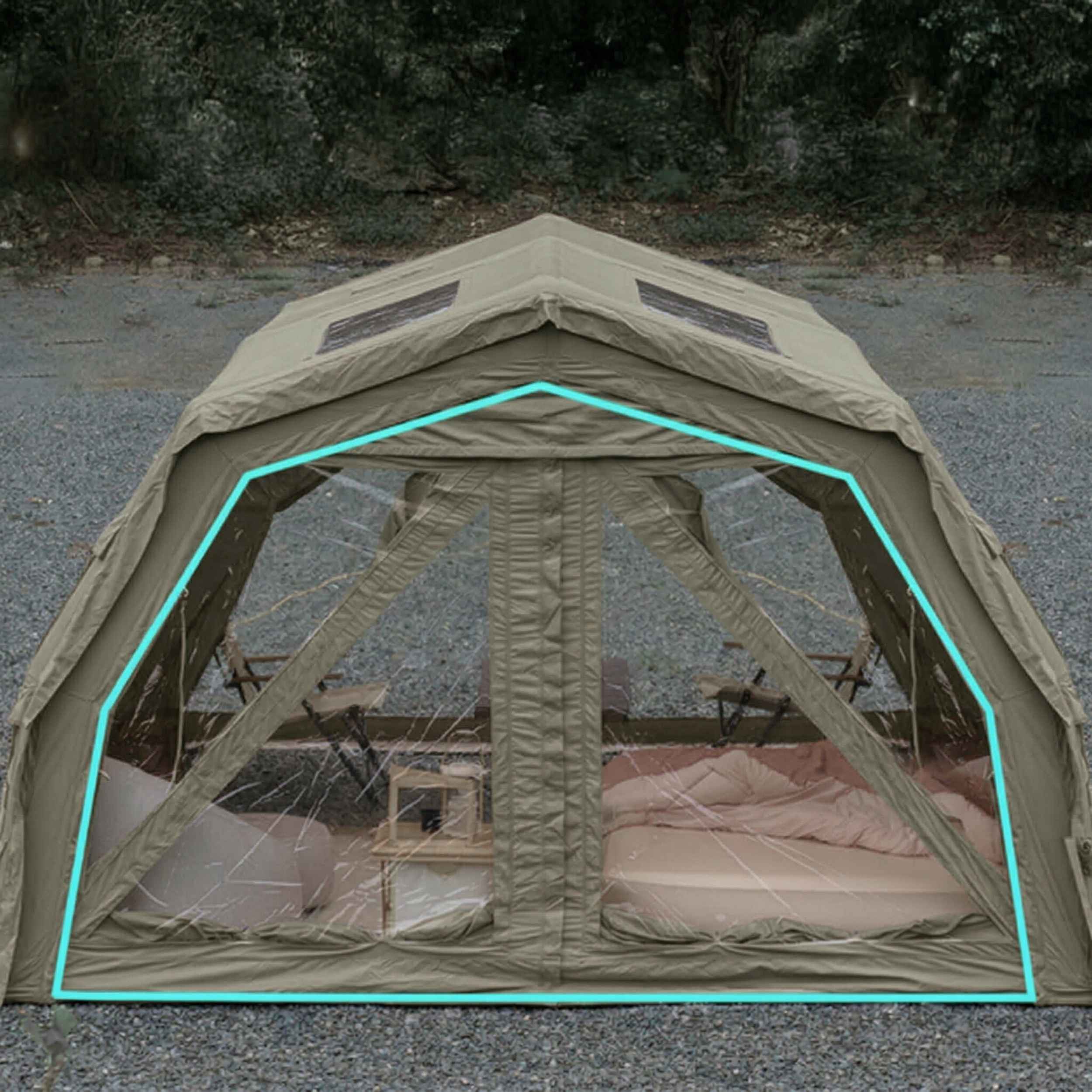 Coody Familia AirTent 17.2 PRO Forest Green (2-10 Person)+Electric Pump+TPU Door Forest Green+Ground Sheet