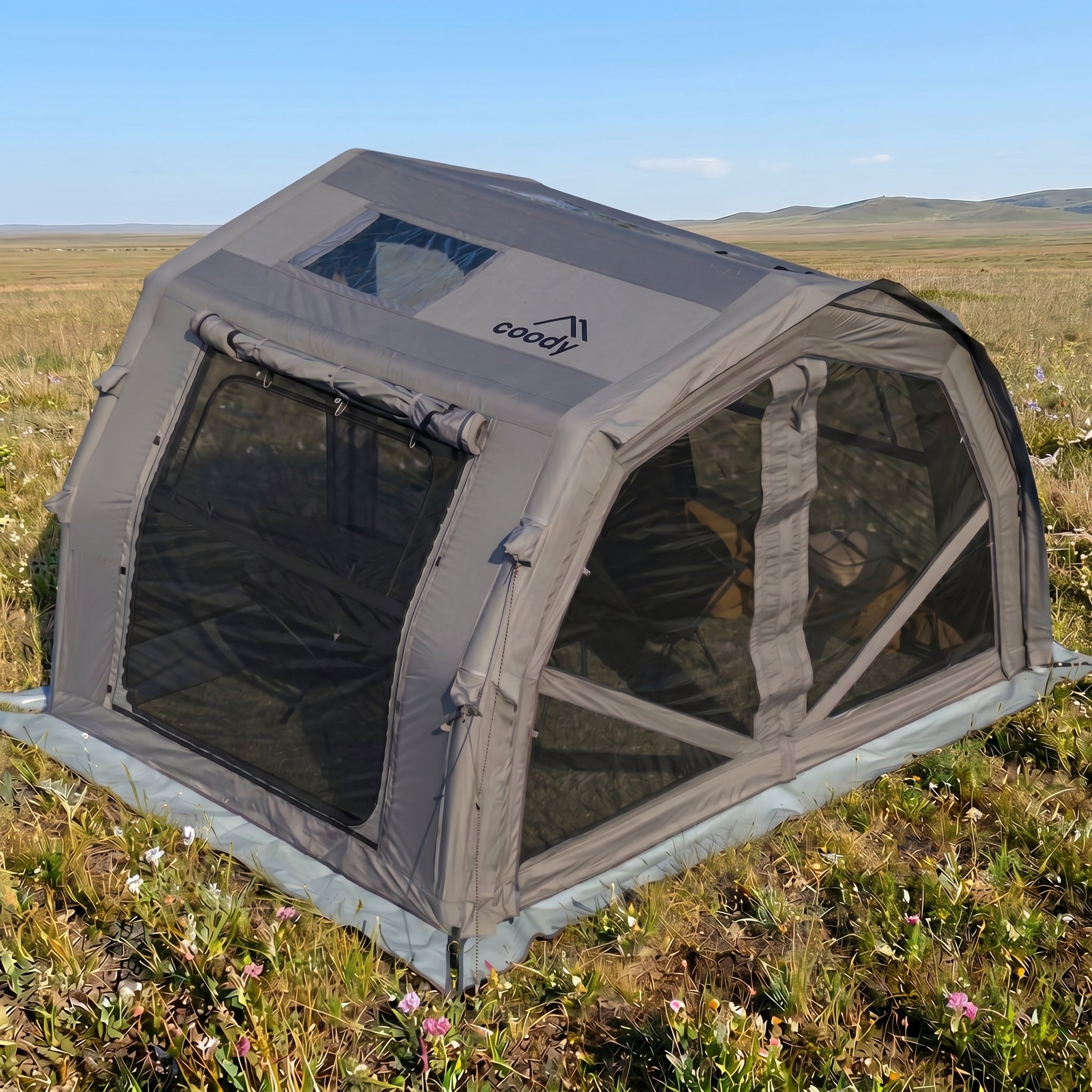 coody エアテント10.0 グレー Coody 10.0 Gray Inflatable Tent House for Camping (2-4 Person)