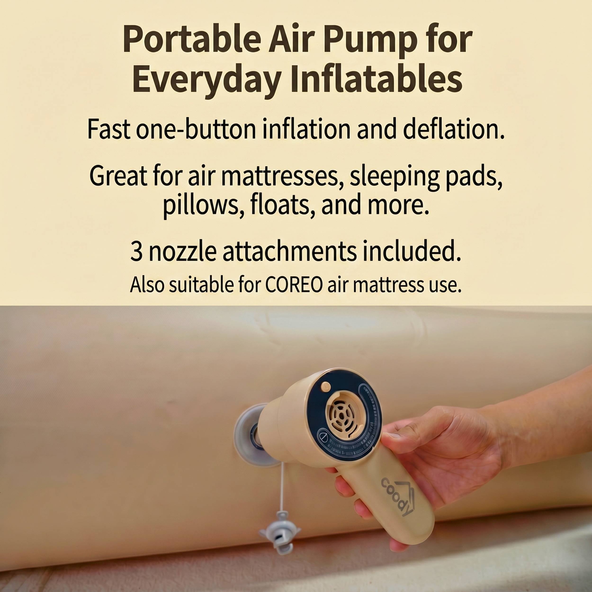 Coody Air Pump GR-119P, Portable Air Pump for Coreo Air Mattress, 3 No