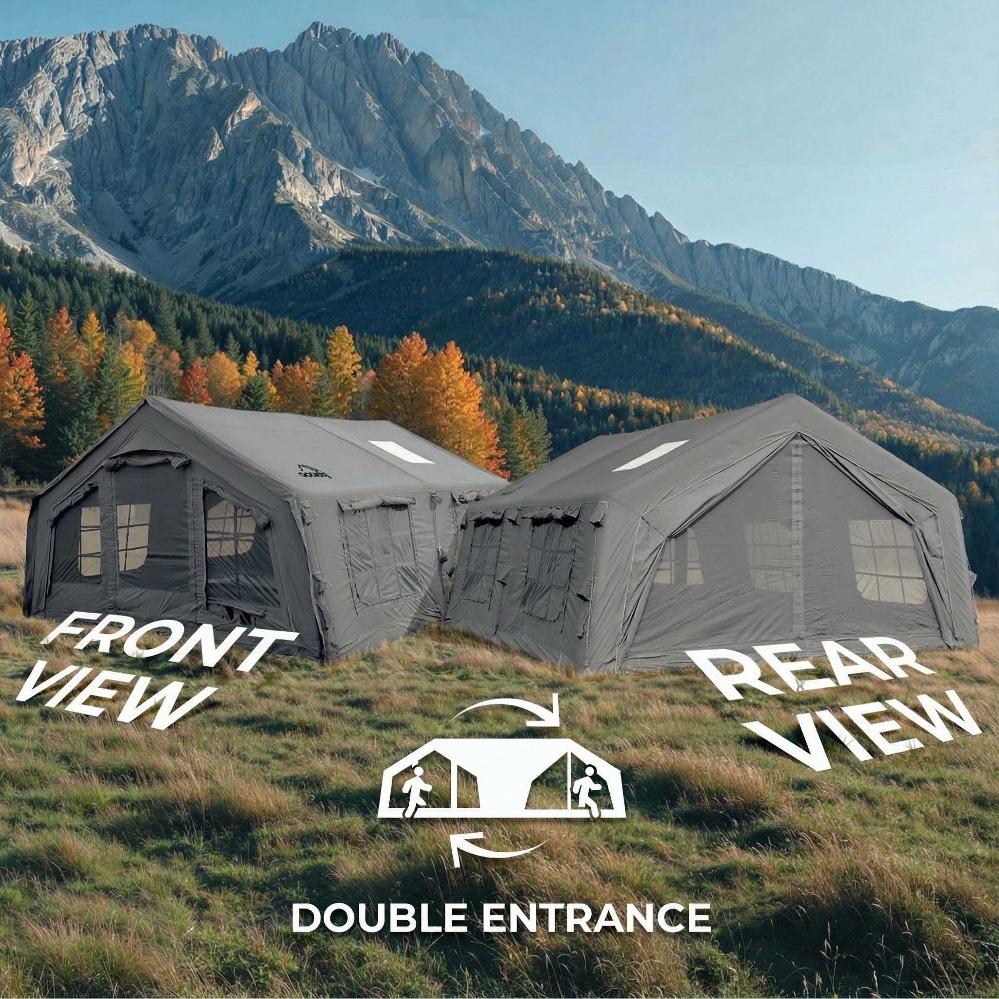 Coody Familia AirTent 17.2 Gray Inflatable Tent House for Camping (2-10 Person)