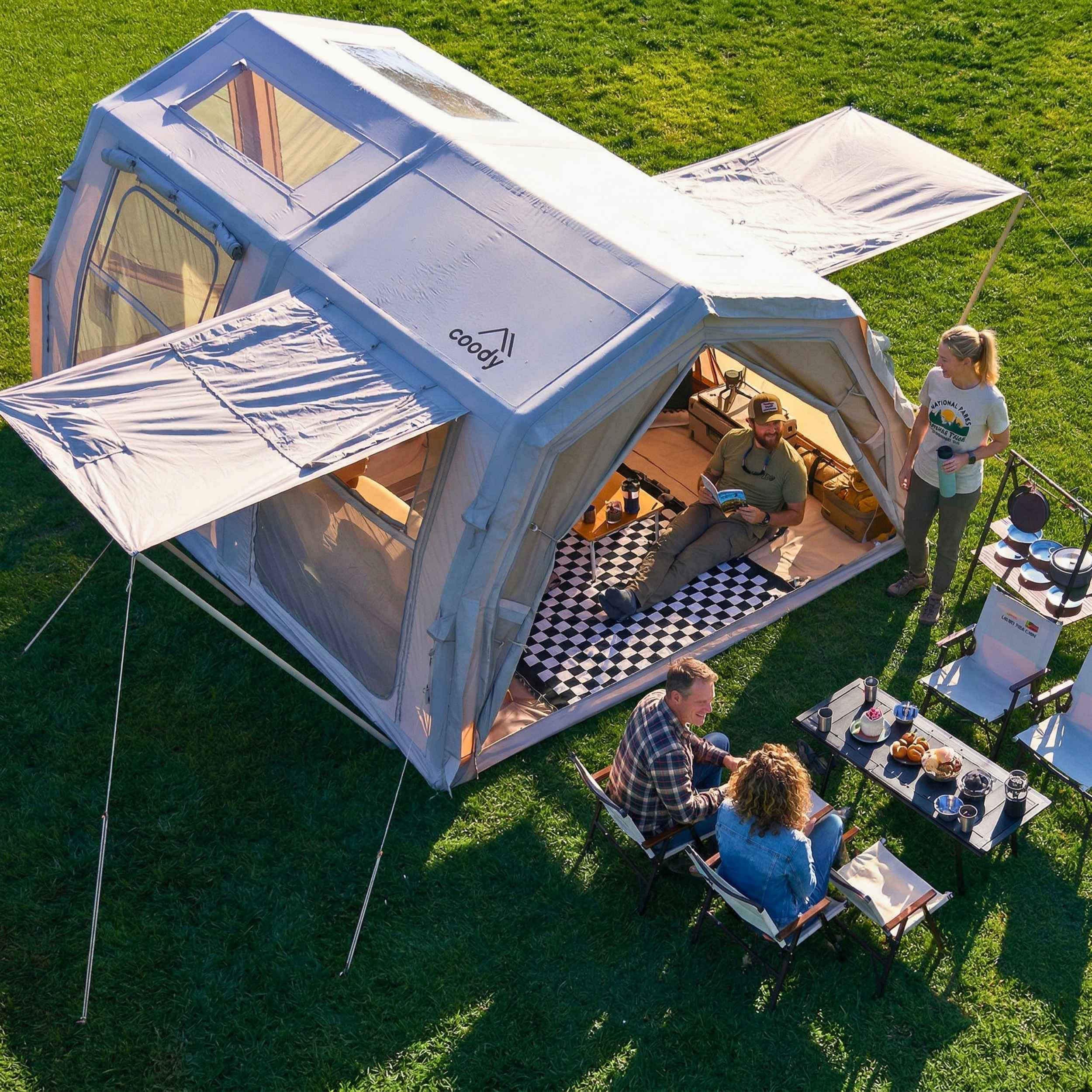 Coody Familia AirTent 17.2 PRO Beige (2-10 Person)+Electric Pump+TPU D