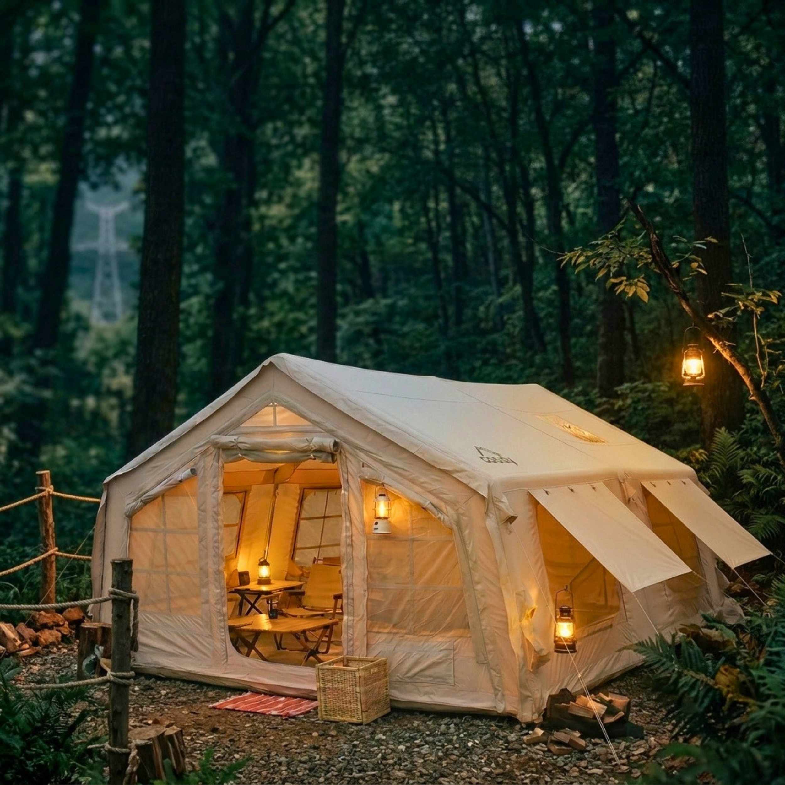 Coody Familia AirTent 17.2 Beige Inflatable Tent House for Camping (2-10 Person)