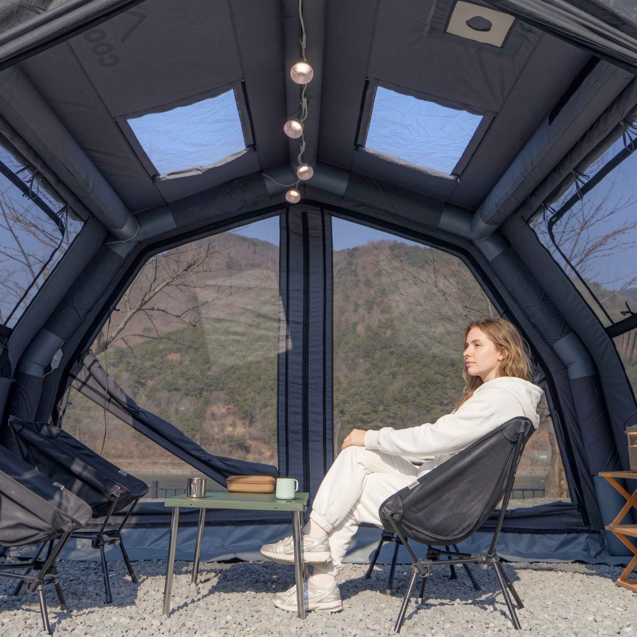 Coody 10.0 PRO Gray Premium Family Inflatable Canvas Tent (2-4 Person)