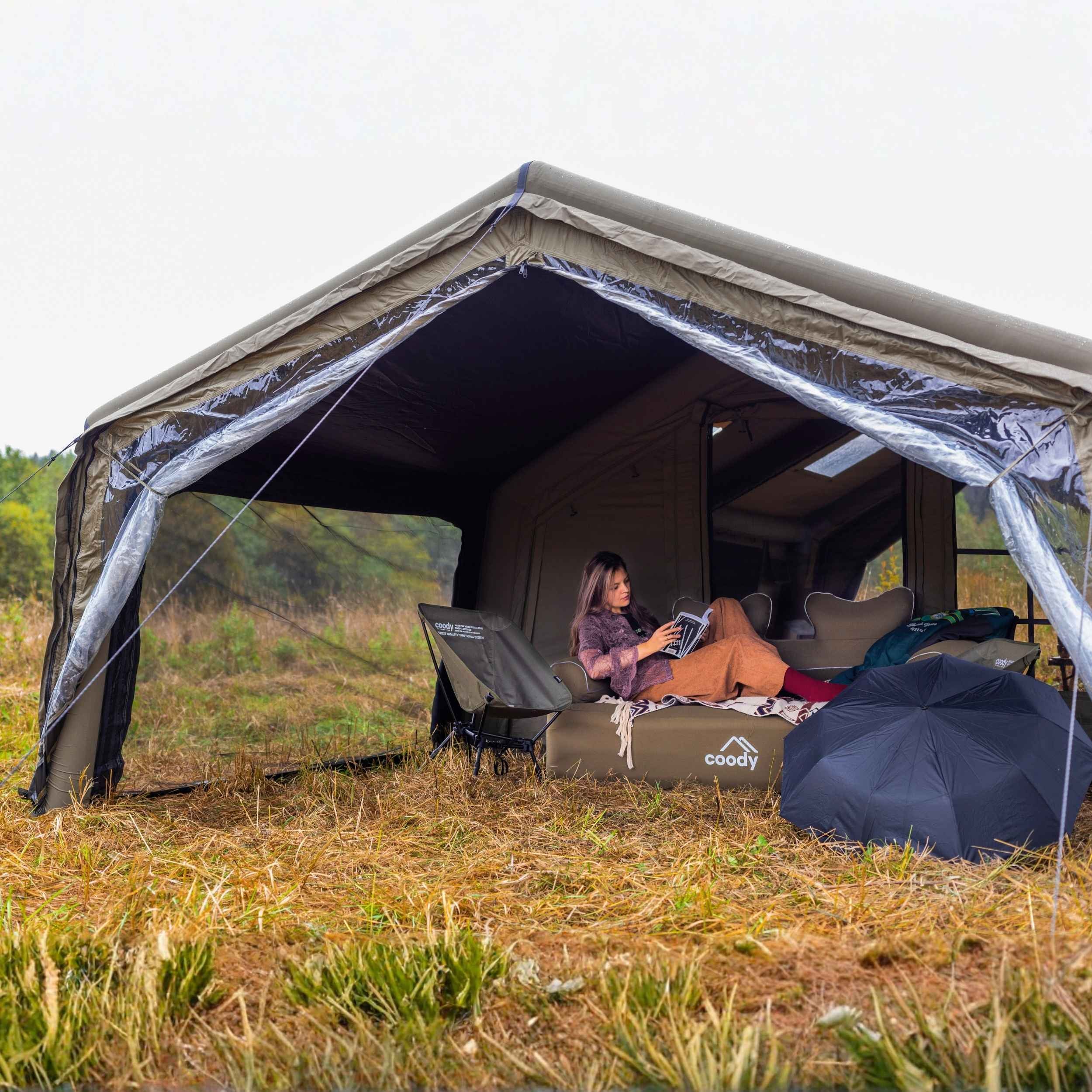 Coody AirTarp Forest Green - Inflatable Canopy for Tent 17.2, 13.6, Hu
