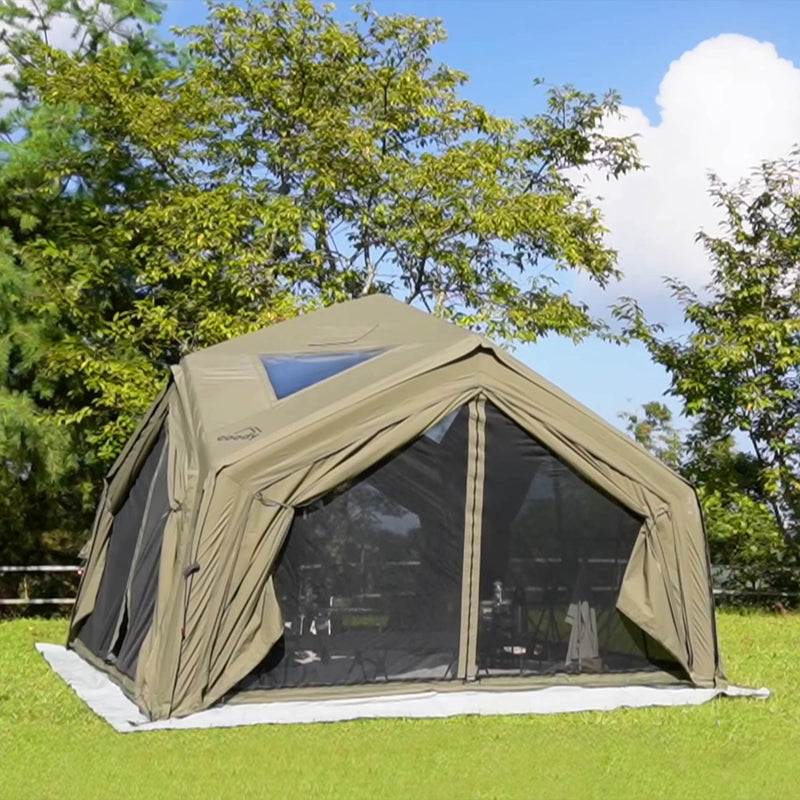 cooled tent Coody AirTent Hub Shelter Forest Green Inflatable for Camping (2-6 Person) Best Camping Near Me Toilette Farbe:glossy white stove jack