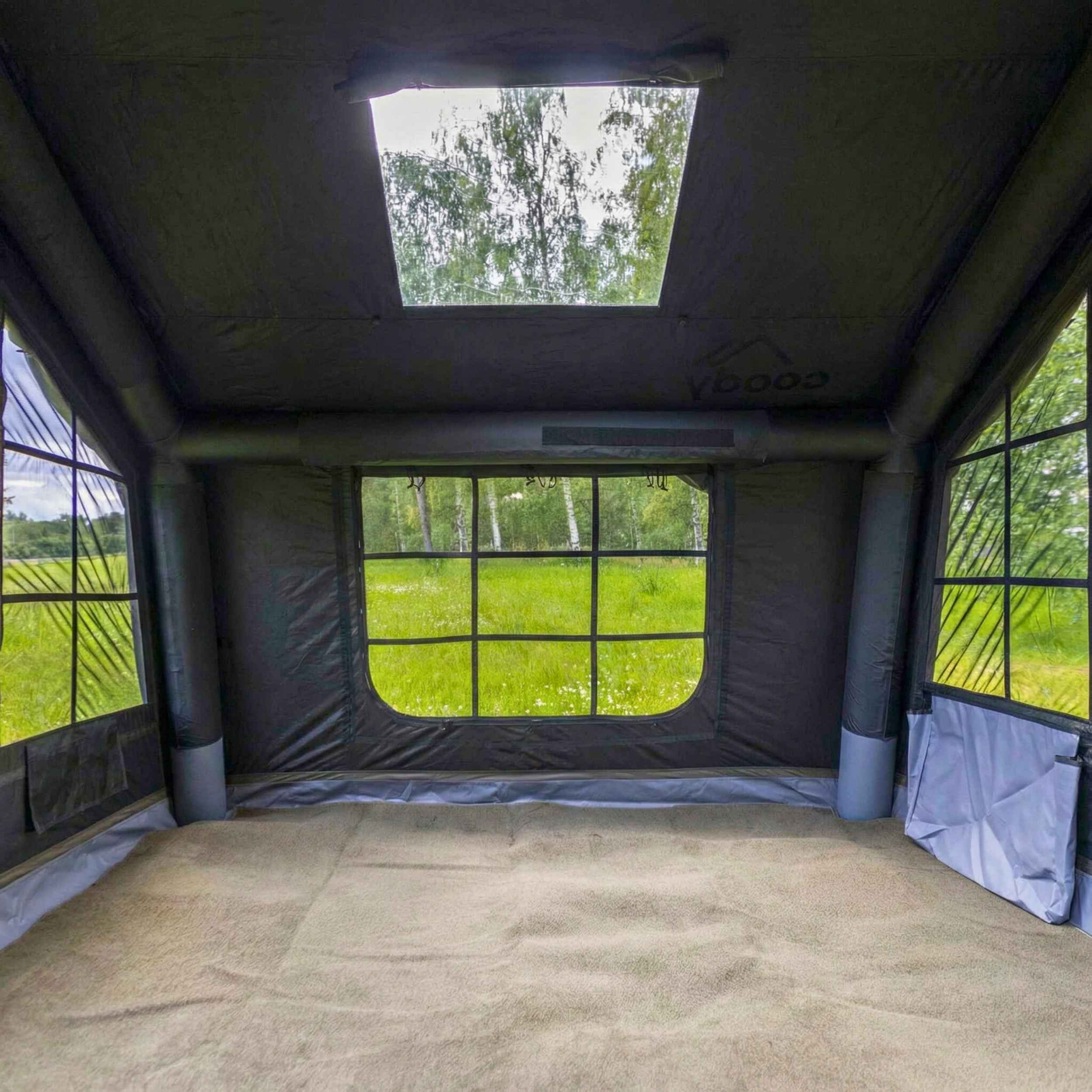 Tienda de campaña inflable Coody 8.0 Air negra - Casa de campaña para acampar (1-4 personas)