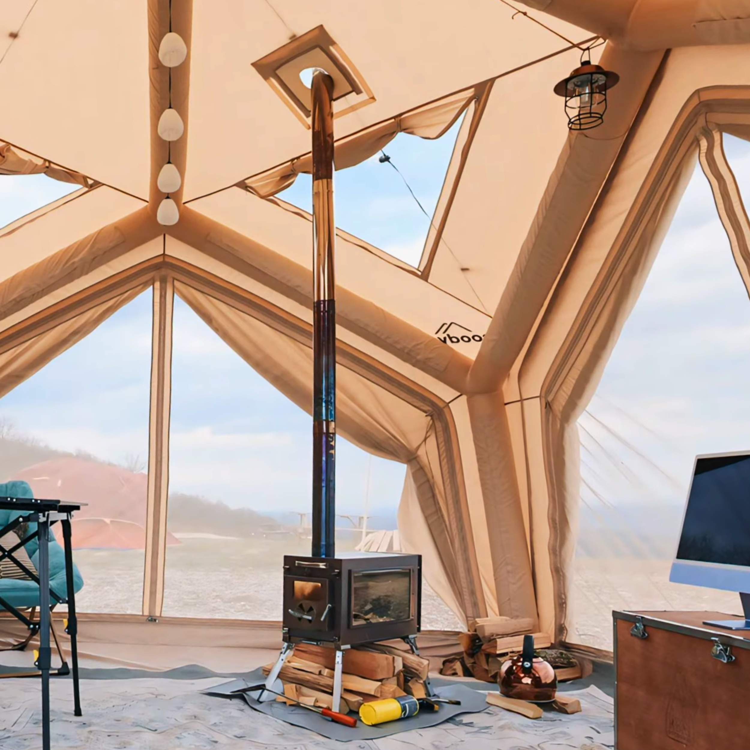 Estufa de leña mediana con cristal ignífugo "Caminus M"