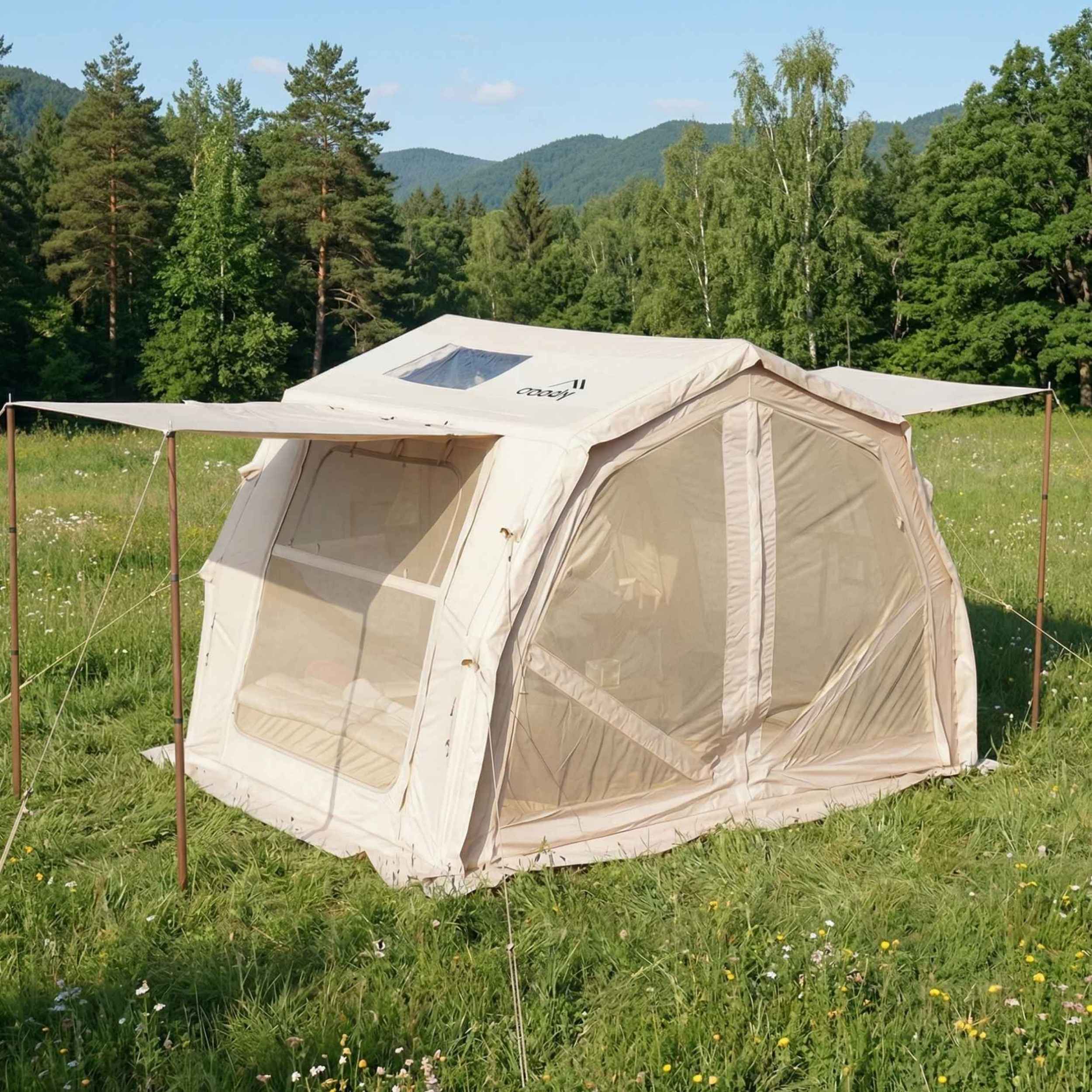 Coody 10.0 PRO Beige Premium Family Inflatable Canvas Tent (2-4 Person)