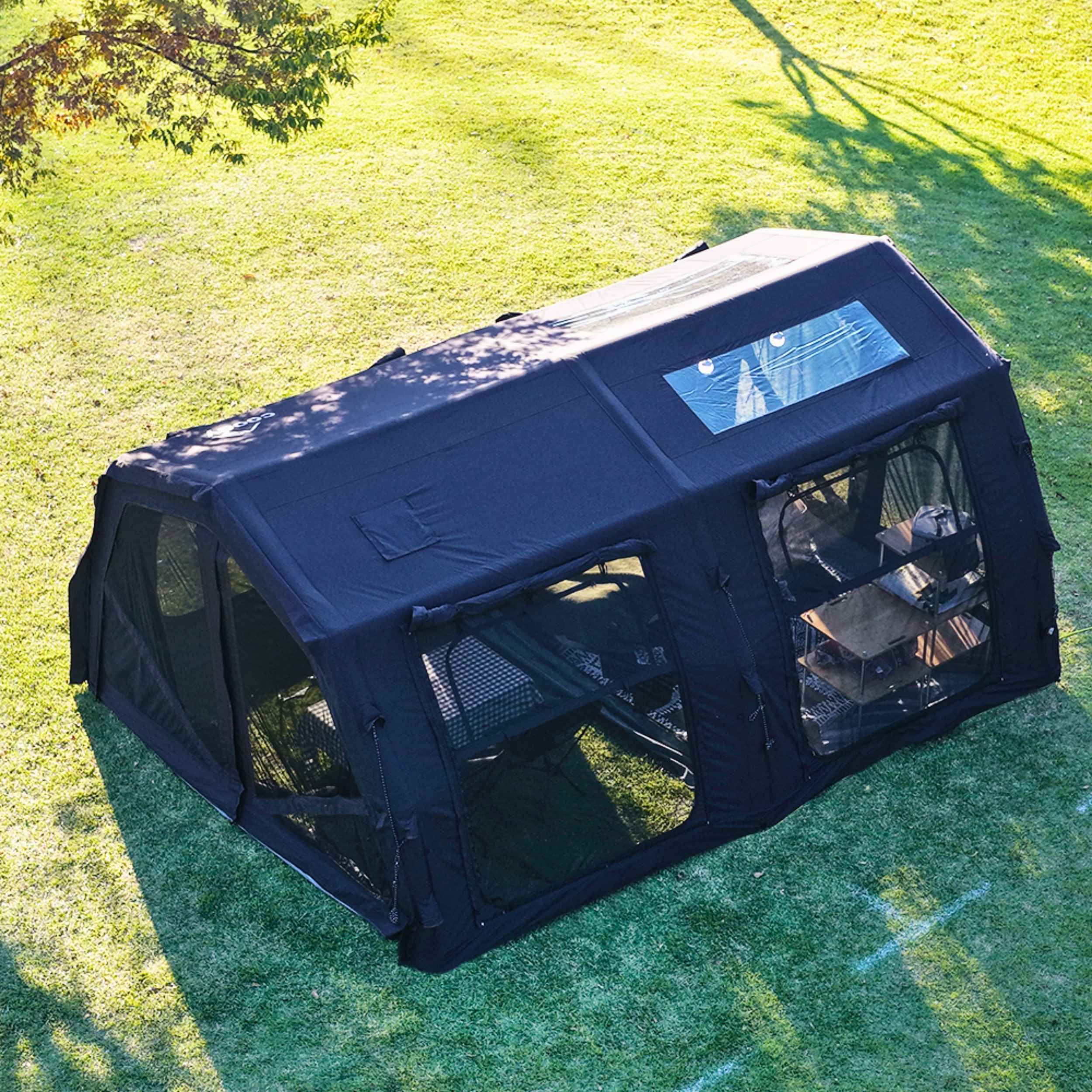 Coody Familia AirTent 17.2 PRO Black (2-10 Person)+Electric Pump+TPU Door Black+Ground Sheet