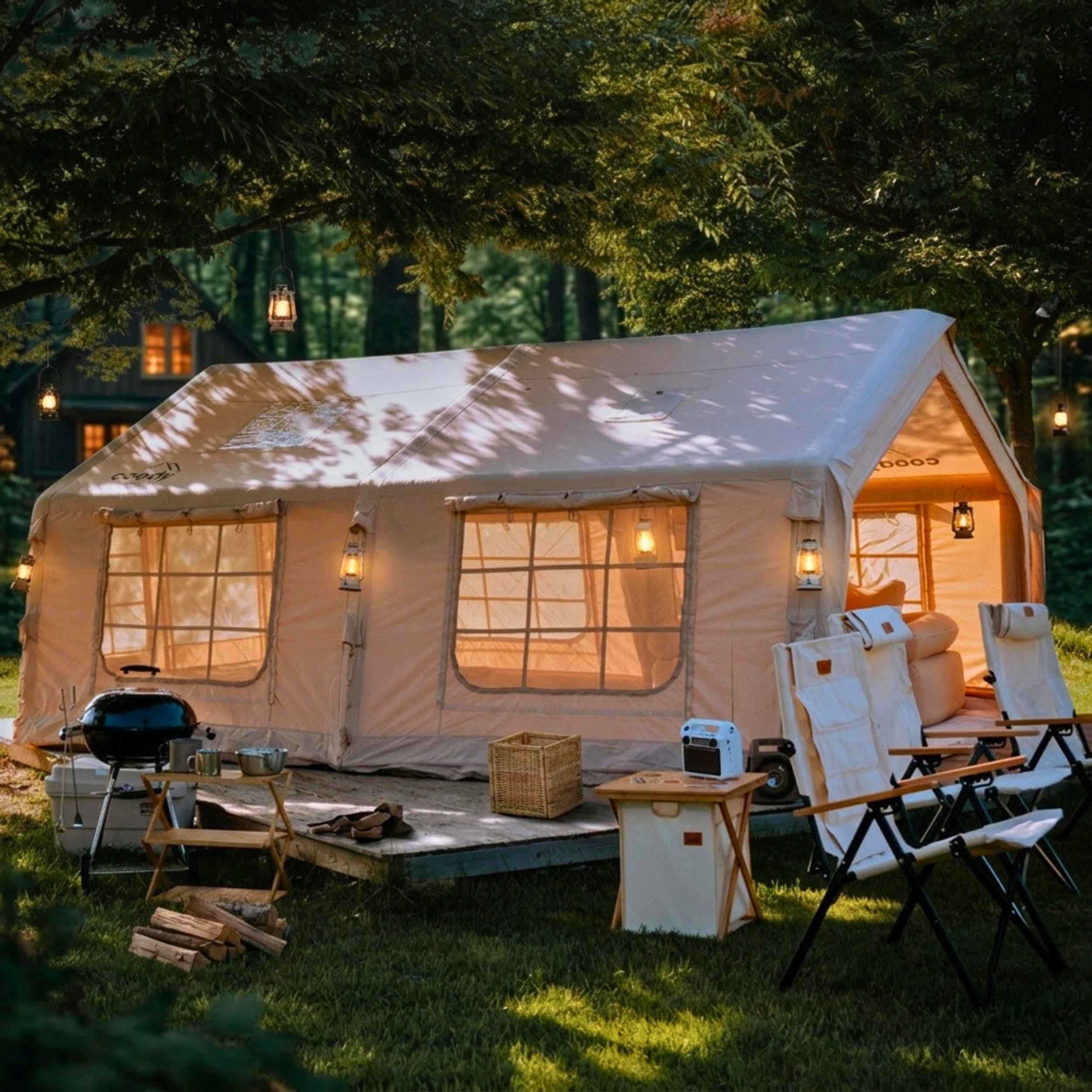 Coody Familia AirTent 17.2 Beige Inflatable Tent with Stove Jack