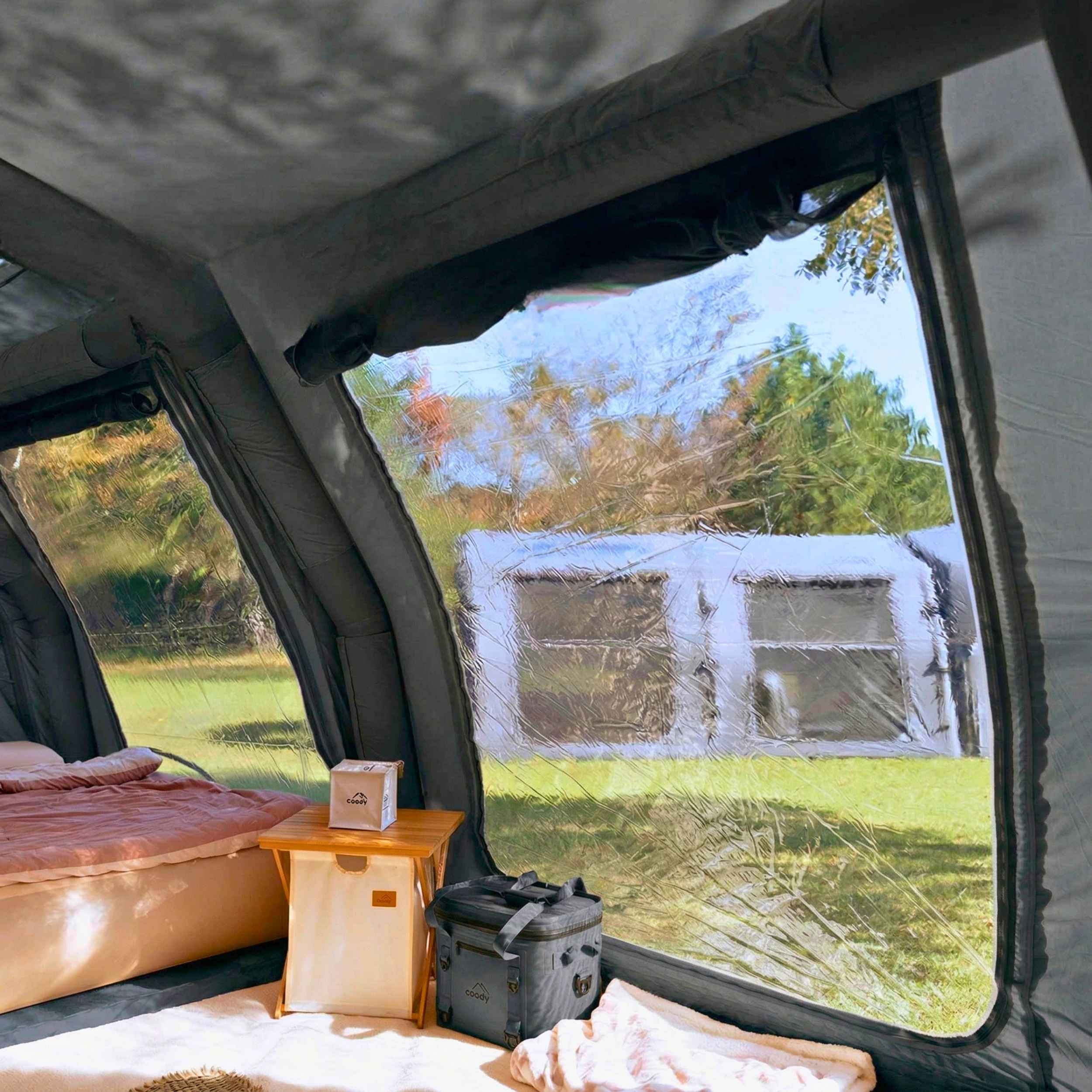 Coody Familia AirTent 17.2 PRO Gray (2-10 Person)+Electric Pump+TPU Door Gray+Ground Sheet