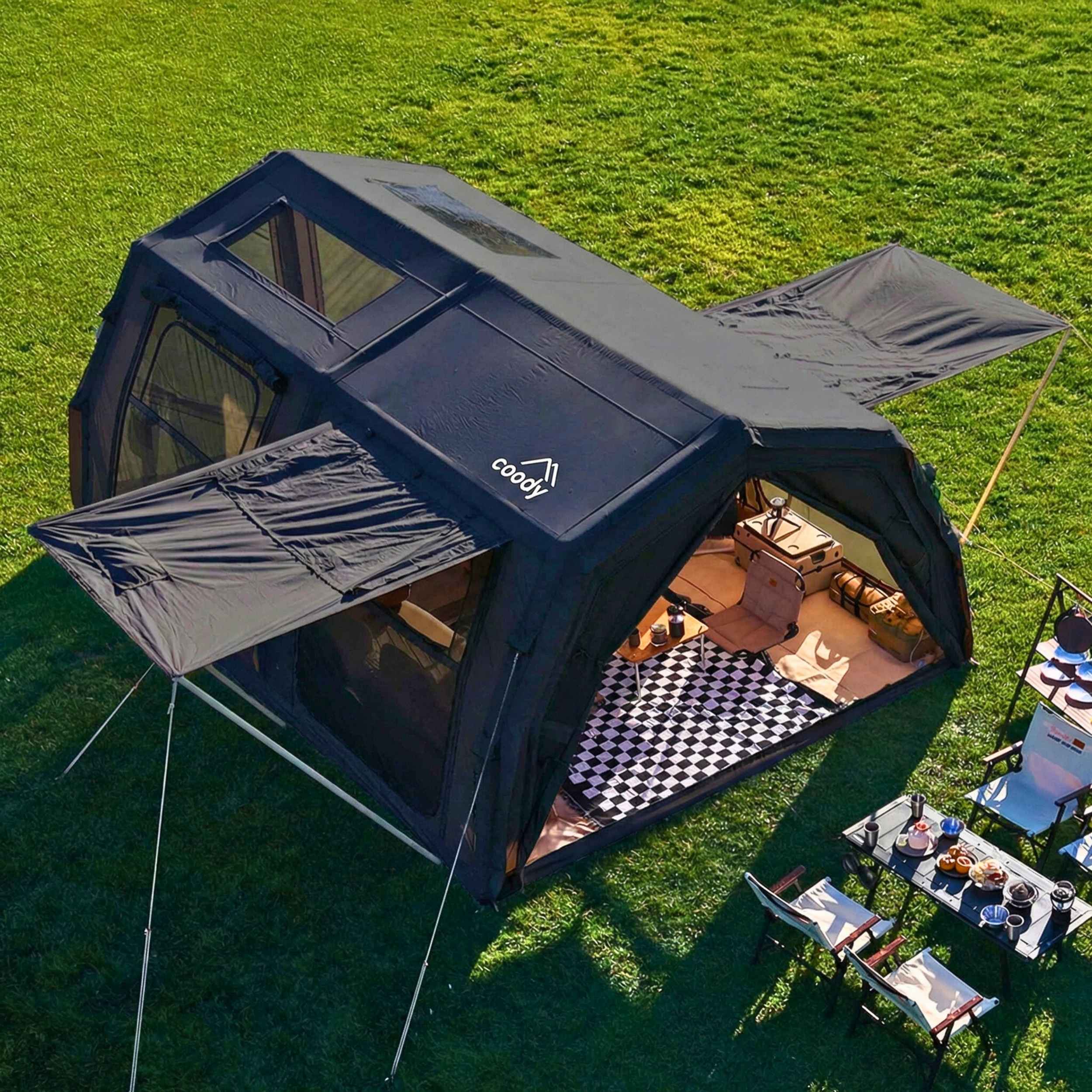 Coody Familia AirTent 17.2 PRO Black (2-10 Person)+Electric Pump+TPU D