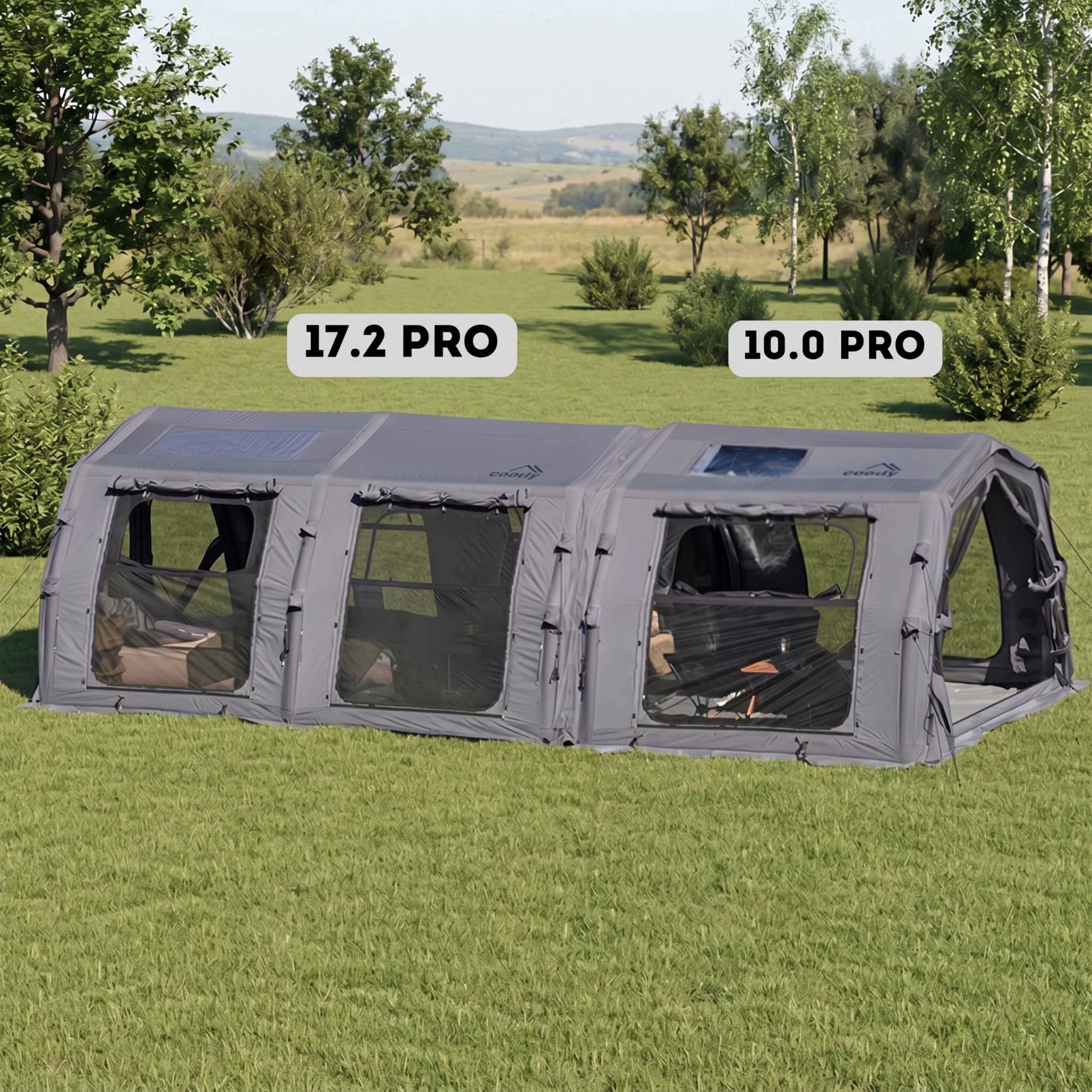Coody 10.0 PRO Gray Premium Family Inflatable Canvas Tent (2-4 Person)
