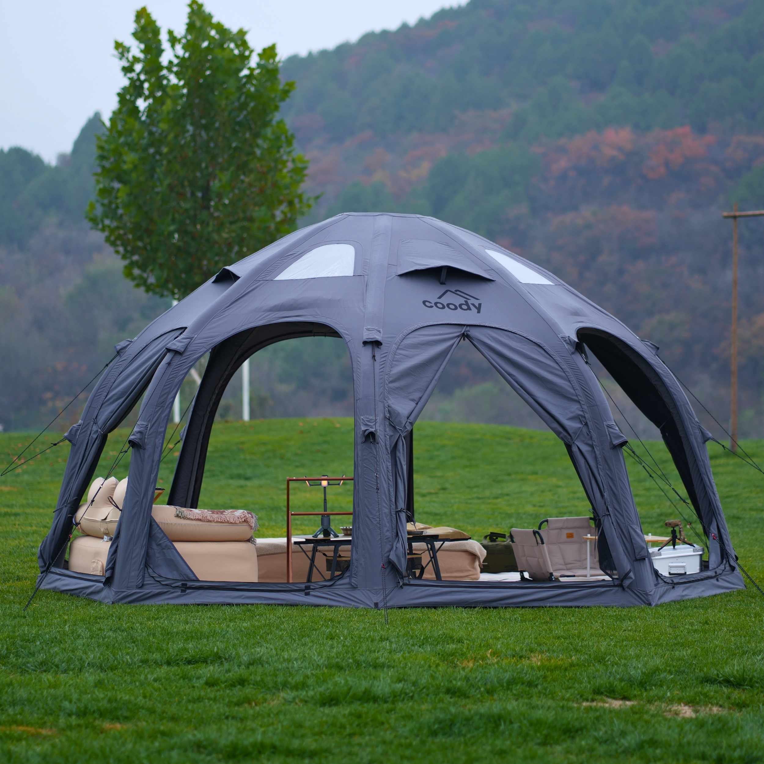Refugio inflable Coody Aurora Dome negro para exteriores (2-4 personas)