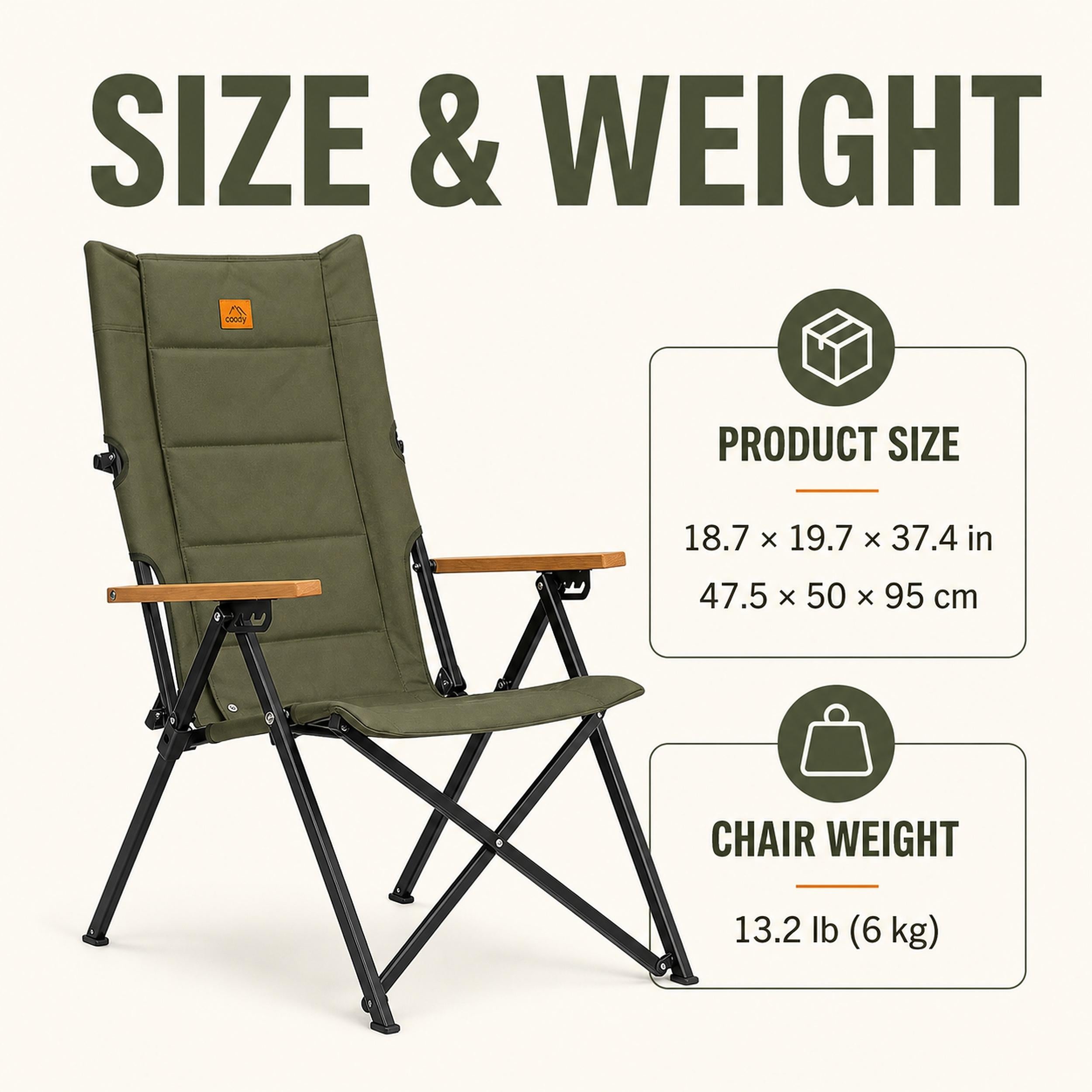 Coody Relax 4-Position Camping Chair – Green