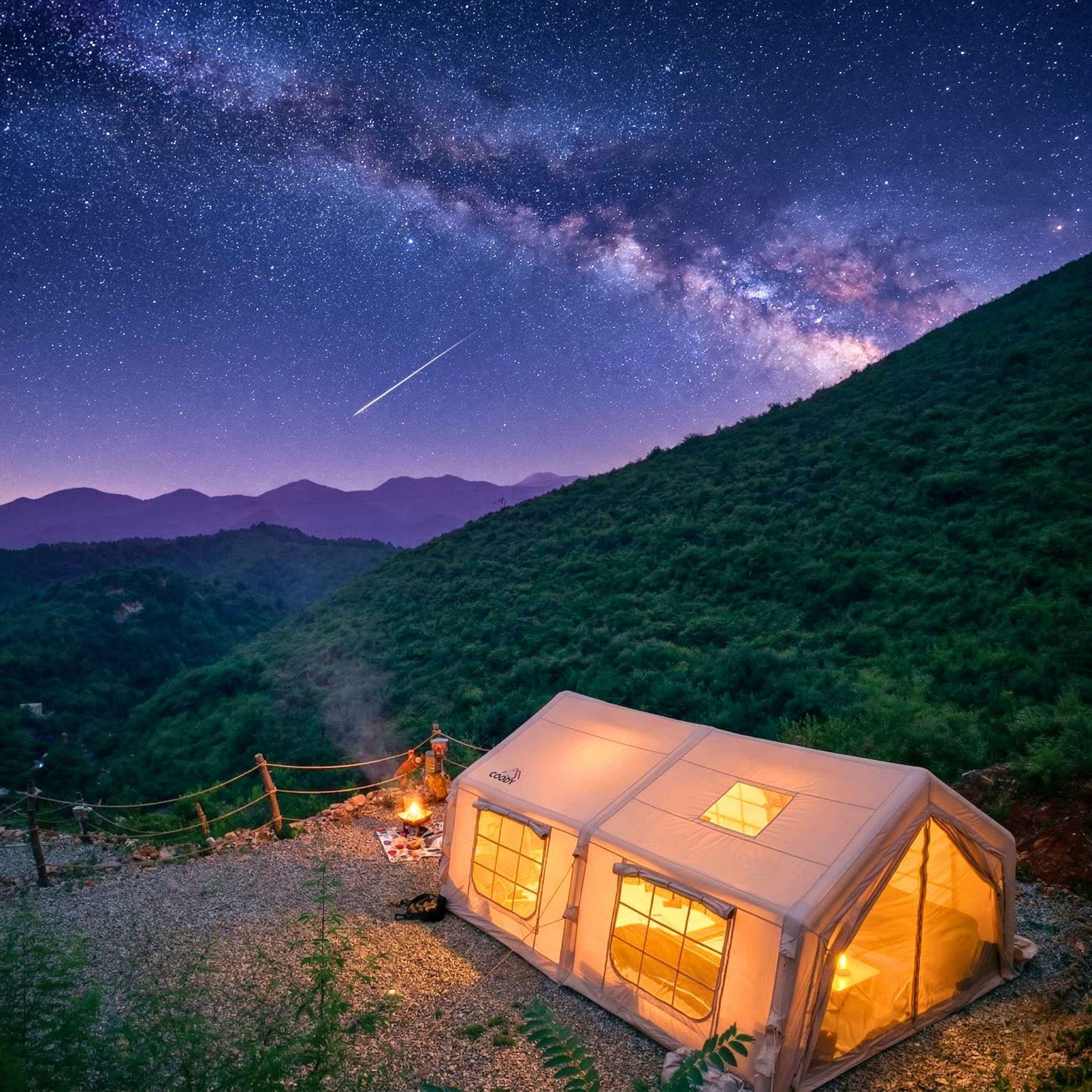 Coody Familia AirTent 17.2 Beige Inflatable Tent House for Camping (2-10 Person)