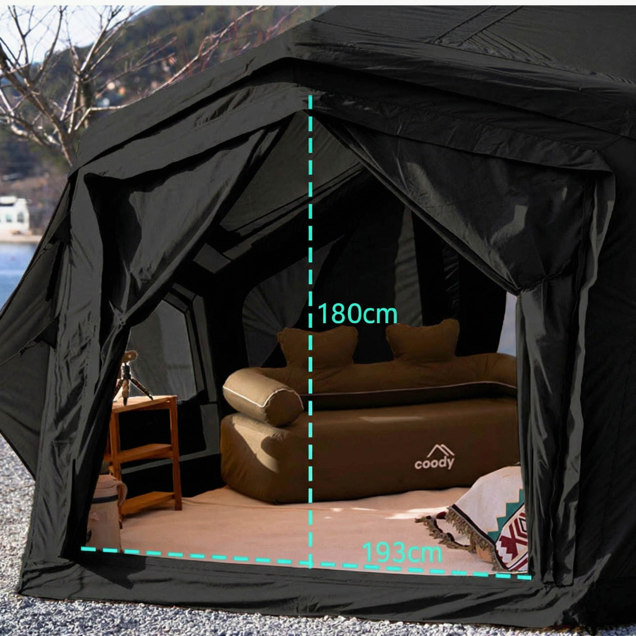 Coody Bestona Black Inflatable Tent for Camping (2-4 person)