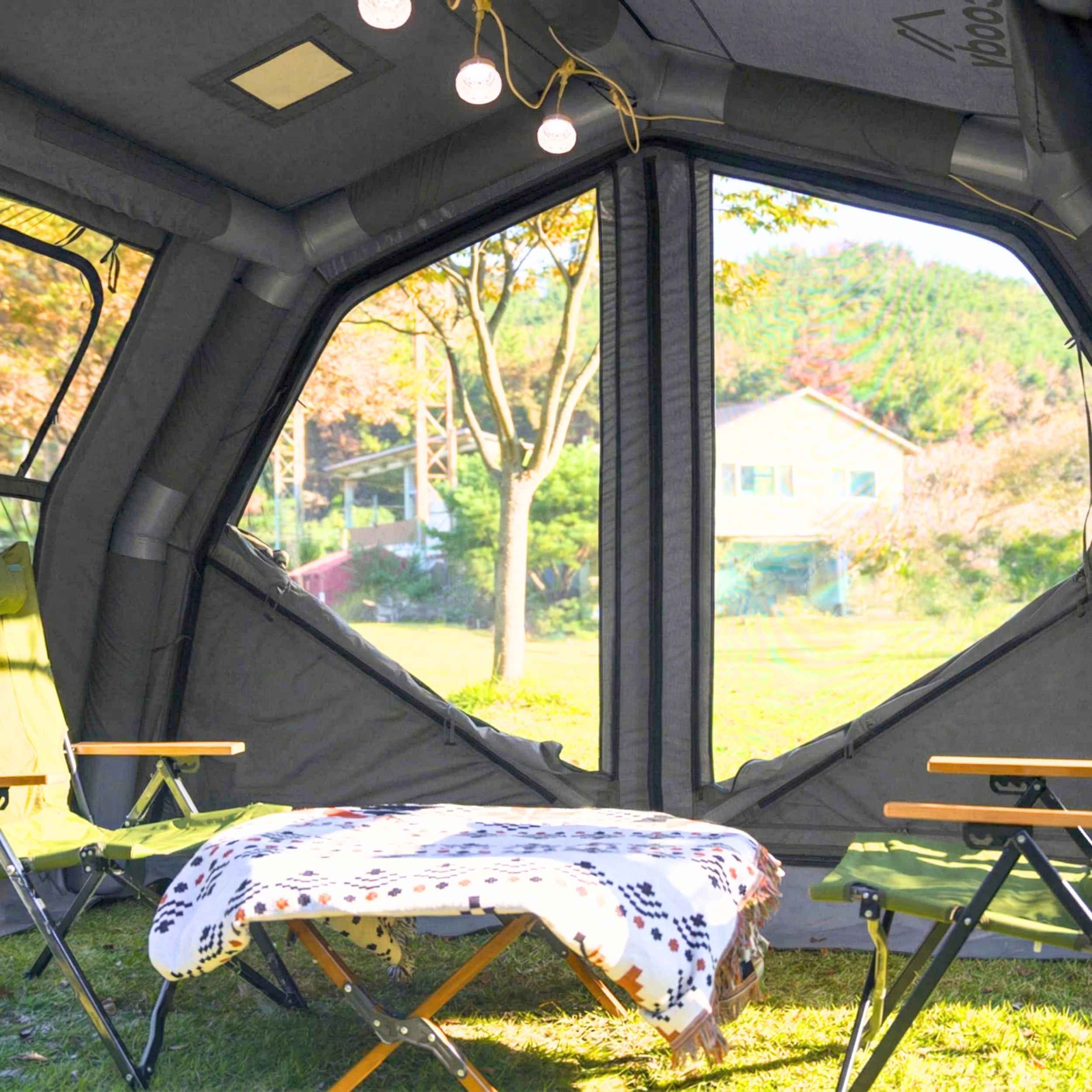 Coody Familia AirTent 17.2 PRO Gray (2-10 Person)+Electric Pump+TPU Door Gray+Ground Sheet