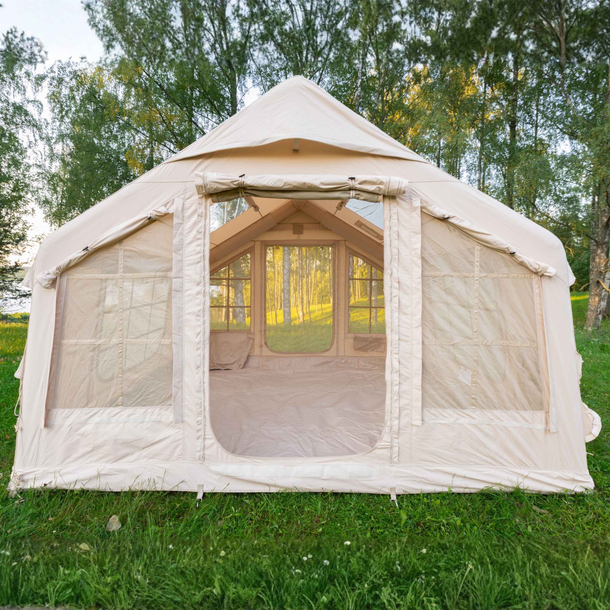 Coody 8.0 Inflatable Tent with Stove Jack for 1-4 person - Beige