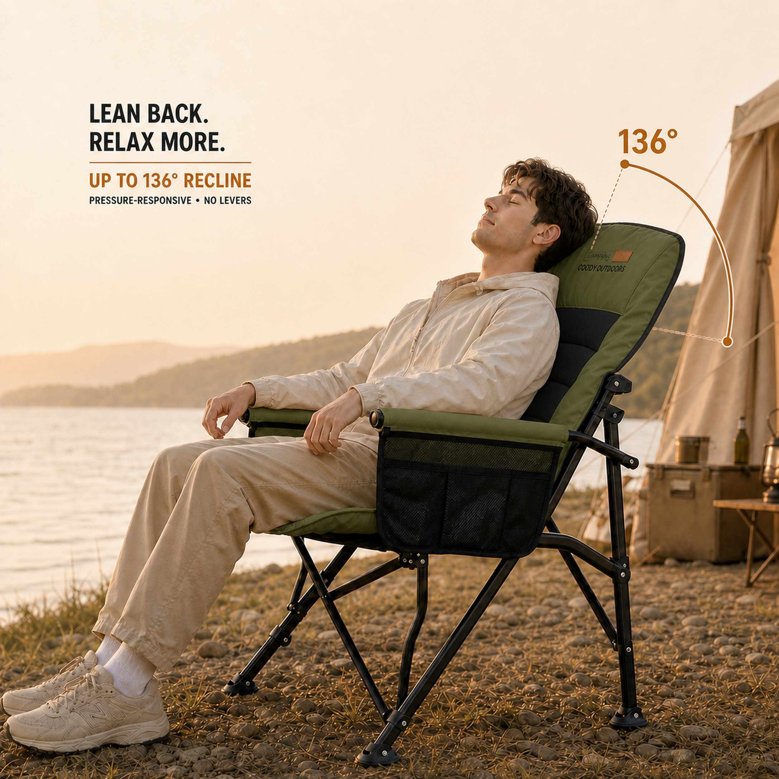Coody Ouke Padded Camping Chair – Green