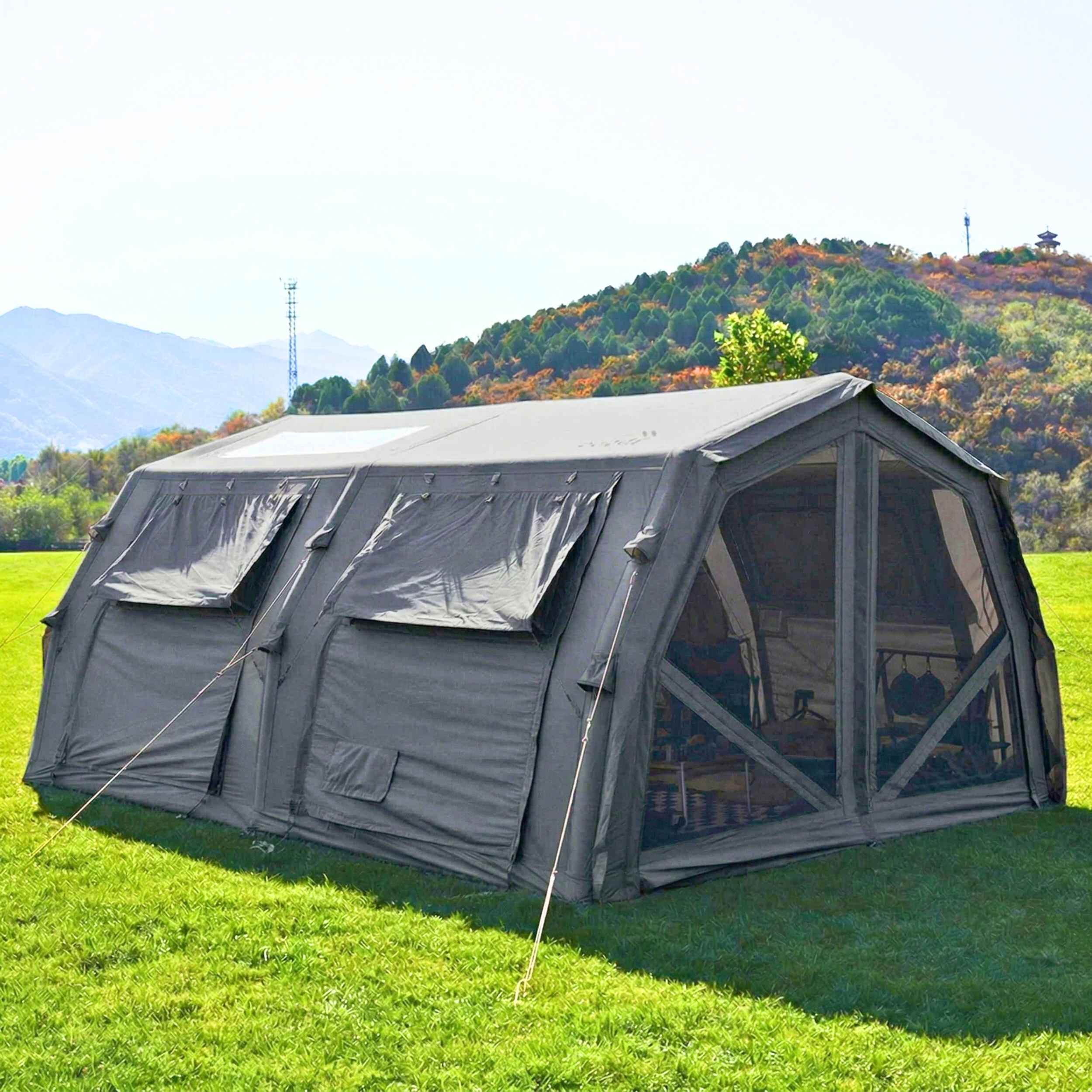Coody Familia AirTent 17.2 PRO Gray (2-10 Person)+Electric Pump+TPU Door Gray+Ground Sheet