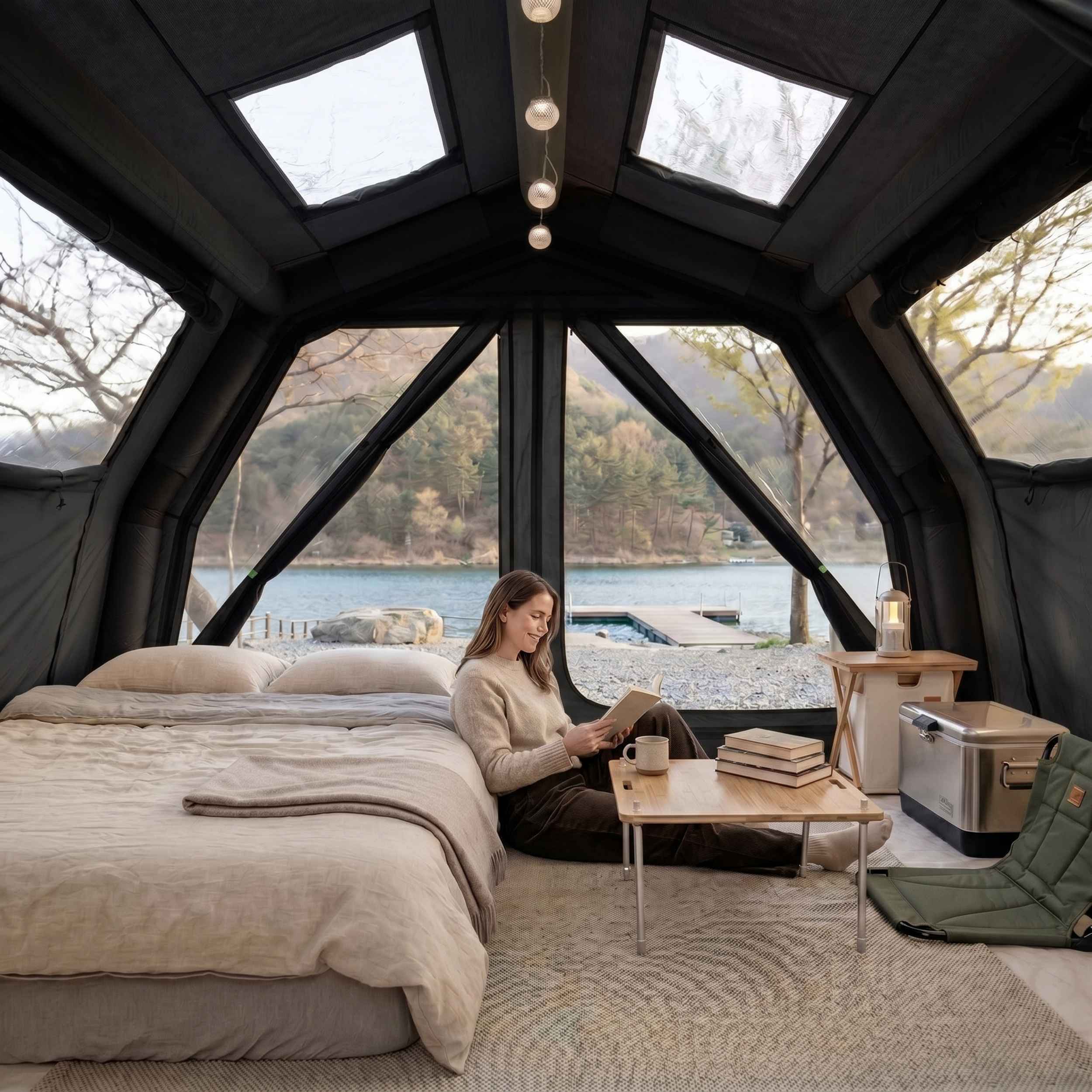 Coody 10.0 PRO Black Premium Family Inflatable Canvas Tent (2-4 Person)