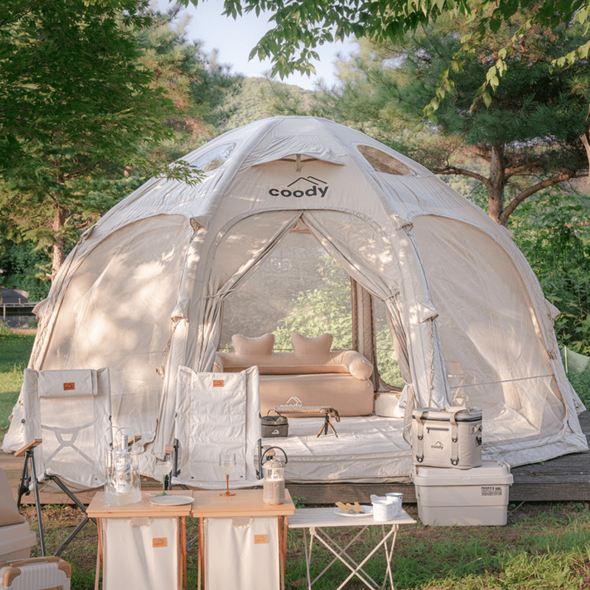 Refugio inflable Coody Aurora Dome beige para 2 a 4 personas